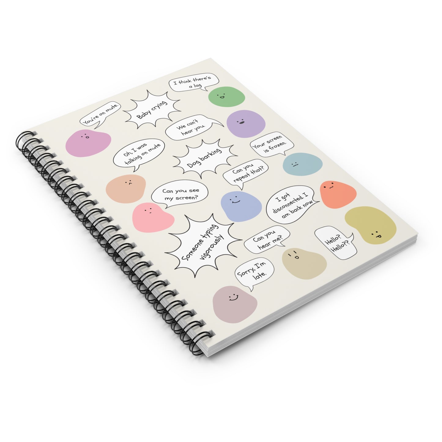 Spiral Notebook for Everyday Use, Work from Home, Conference Call Bingo, Funny Gift for Coworker, Journaling, Home Office, Cute Blob Design