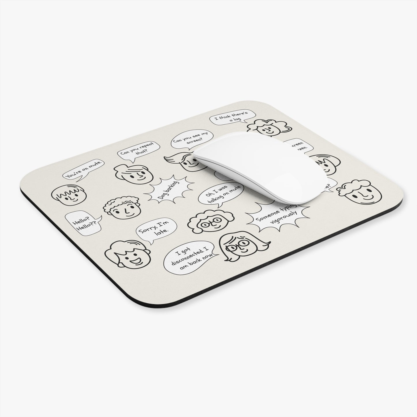 Funny Mouse Pad, Remote Work Humor, Conference Call Bingo, Work from Home Essentials, Funny Gift for Coworker, Gift for Boss, Doodle-Beige