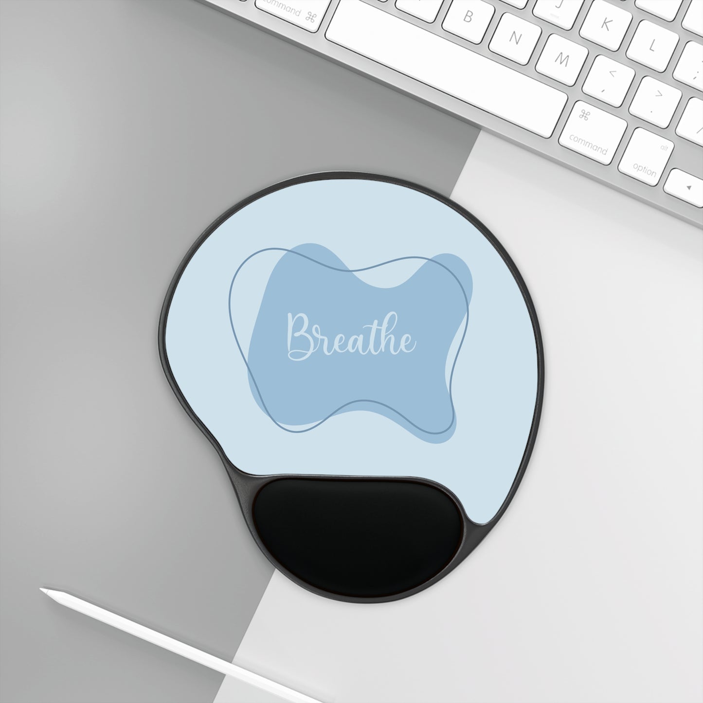 Tranquil Mouse Pad with Wrist Rest - Breathe Design, Office Decor, Gift for Coworkers, Ergonomic Desk Accessory, Stress Relief