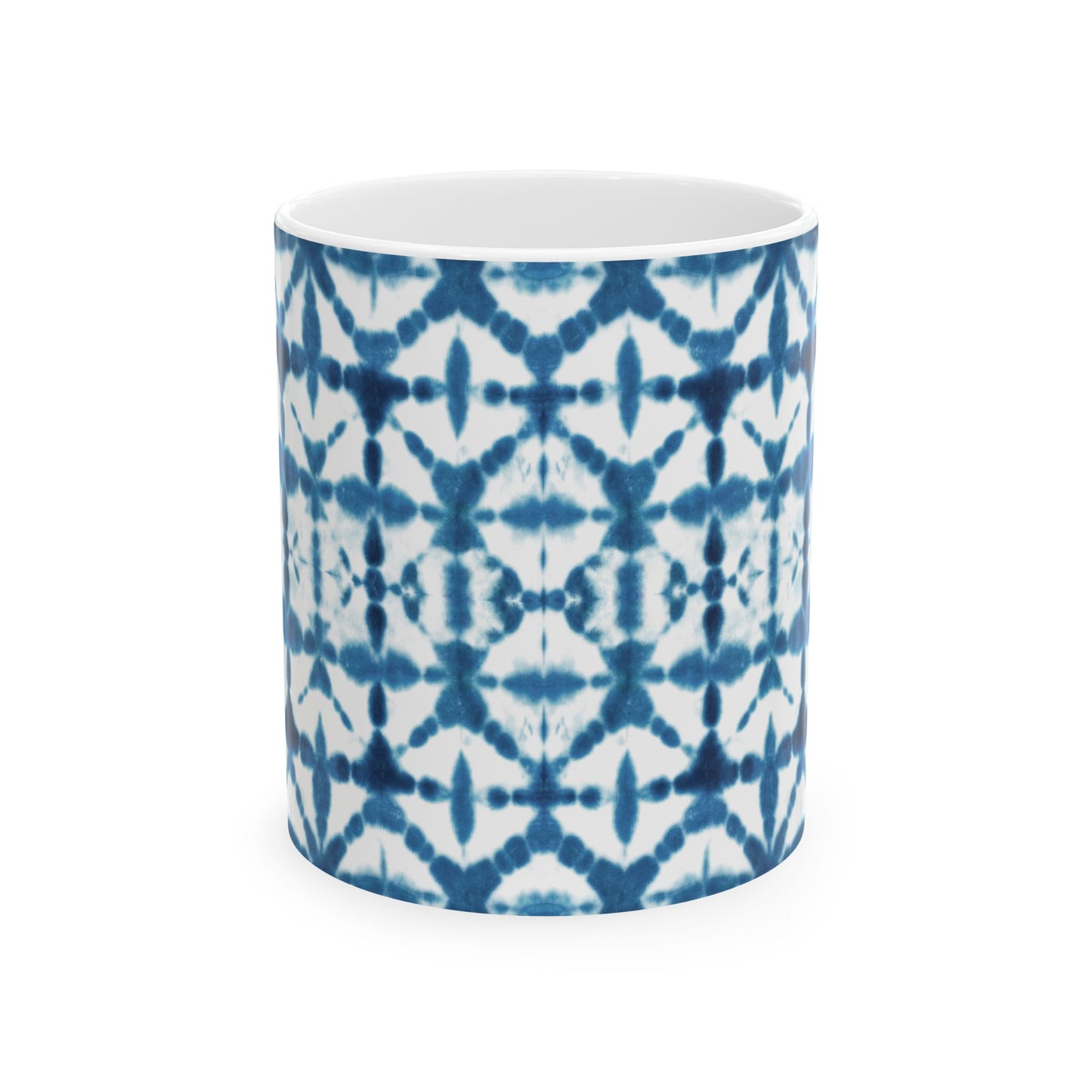 Shibori Tie Dye Ceramic Mug - Indigo Coffee Cup, Gift for Her, Blue Tie-Dye Design, Indian Tea Cup Blue, Microwave and Dishwasher Safe