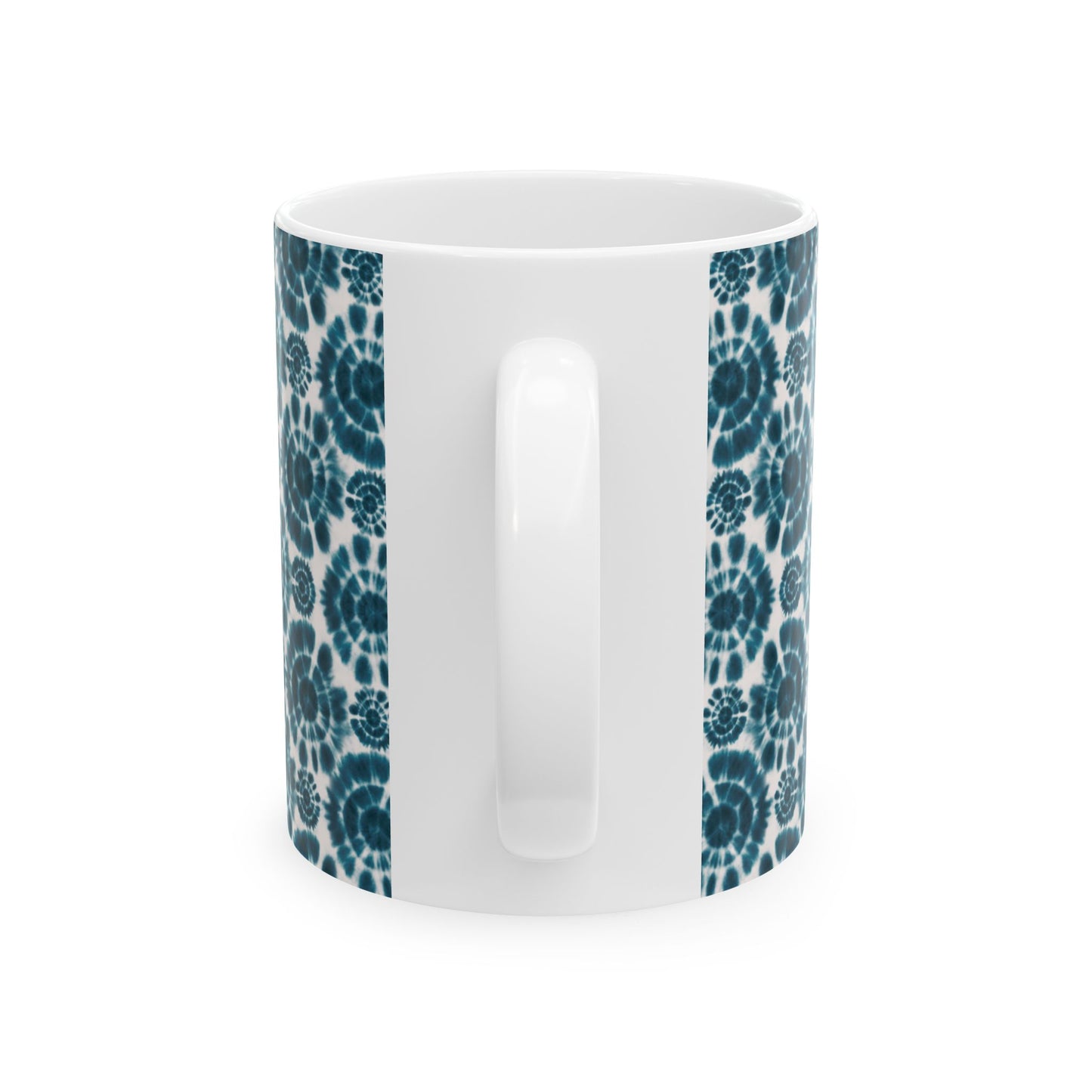 Teal Coffee Mug, Shibori Tie Dye Pattern Tea Cup, Boho Chic Ceramic Mug, Gifting, BPA Free Dishwasher Safe, Microwave Safe Coffee Mug