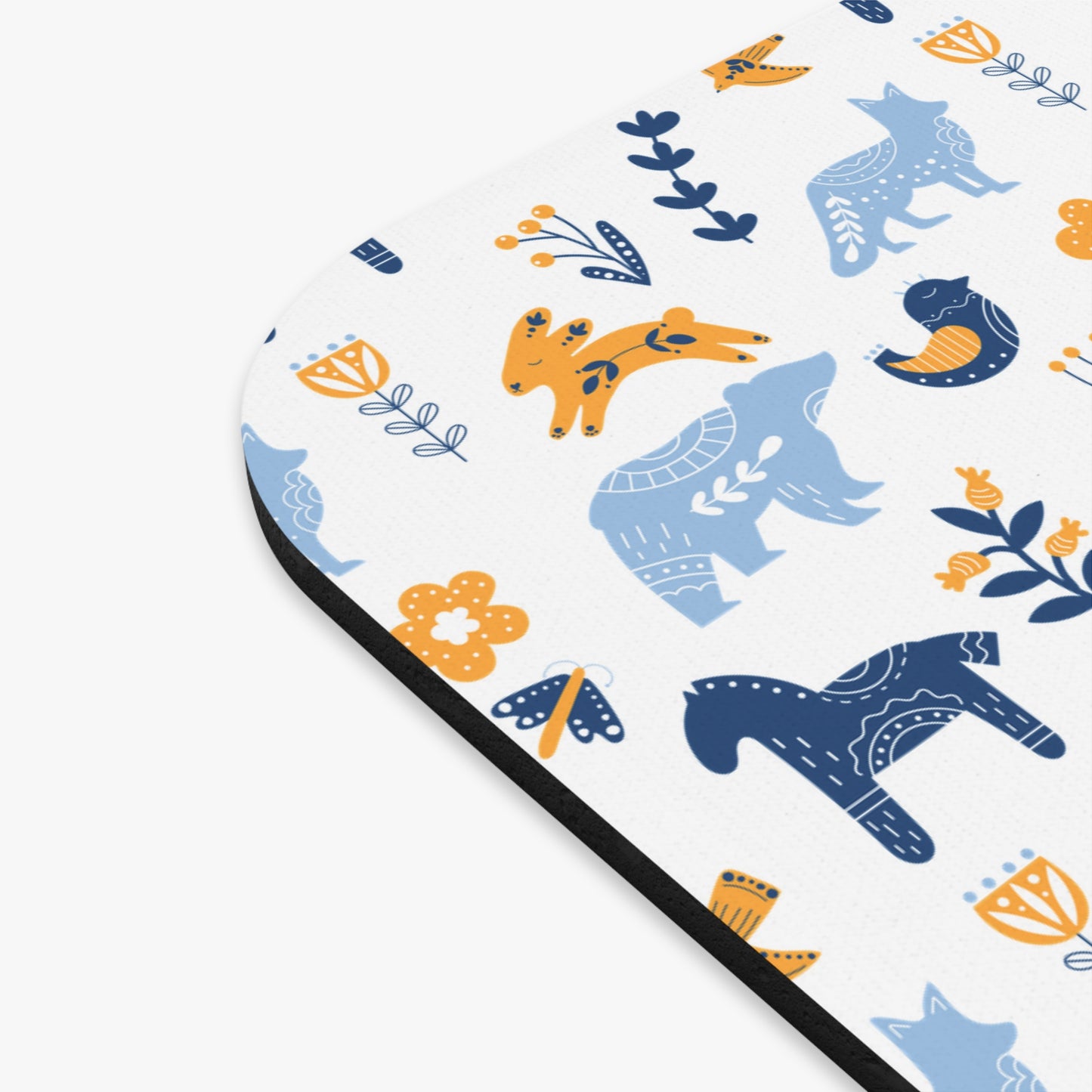 Mouse Pad, Nature Themed Mousepad, Woodland Animal Print Mousepad, Gift for Coworker, Gift for Boss, Scandinavian Folk Art, Scandi Design