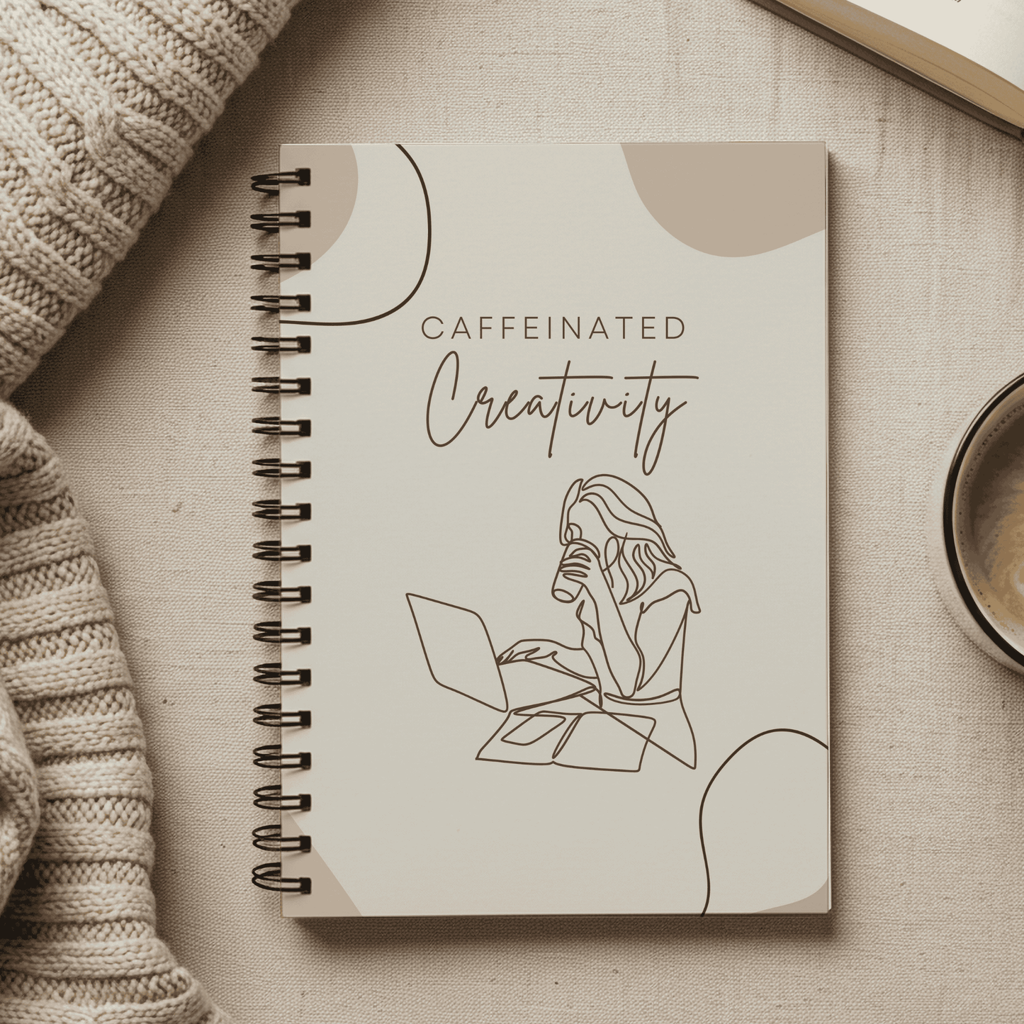 Caffeinated Creativity Spiral Notebook for Writers, Artists, Students, Journal Lovers, Gift for Coffee Lovers, Study Inspiration