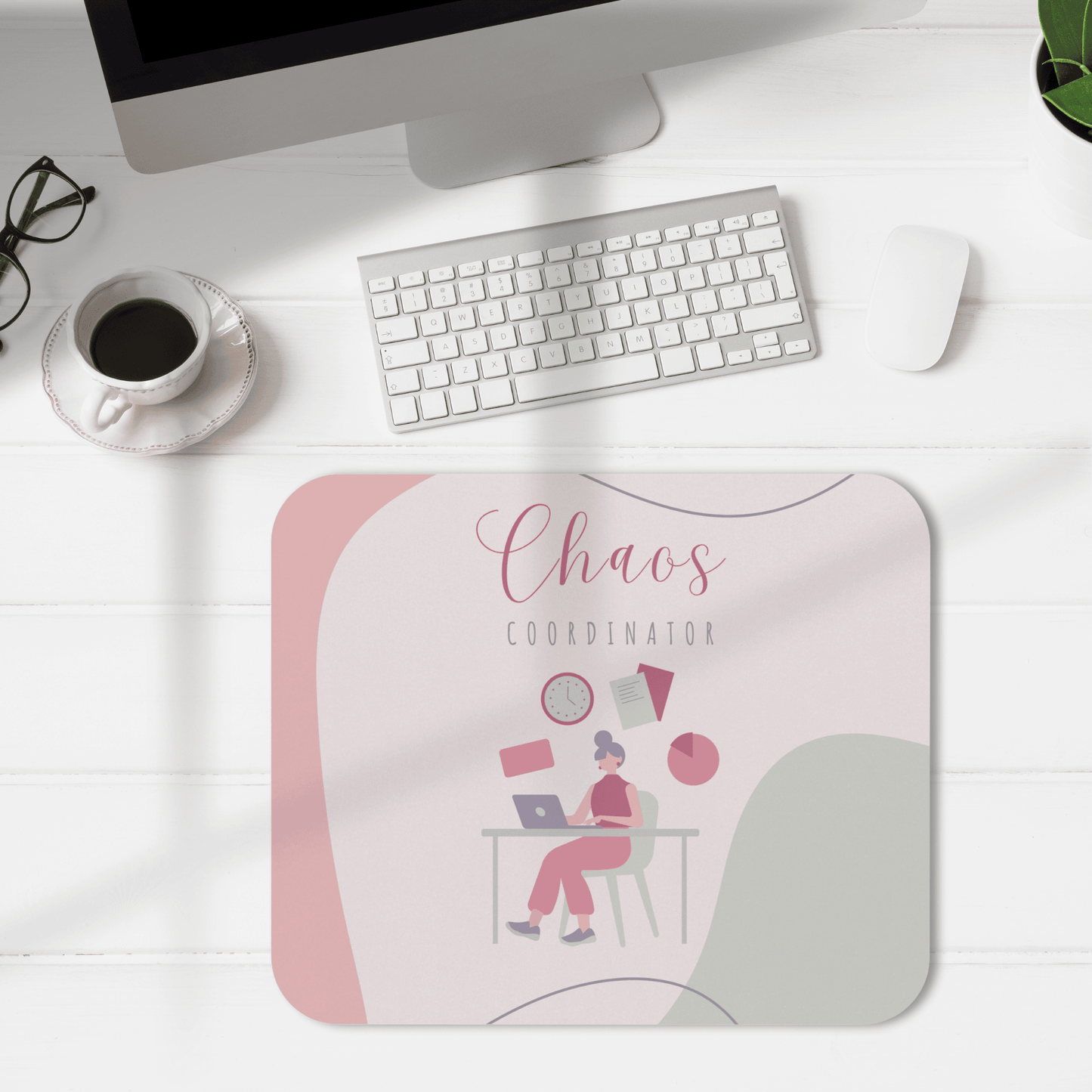 Chaos Coordinator Mouse Pad, Funny Feminine Desk Accessory for Home Office, Perfect Gift for Professionals, Unique Cubicle Decor