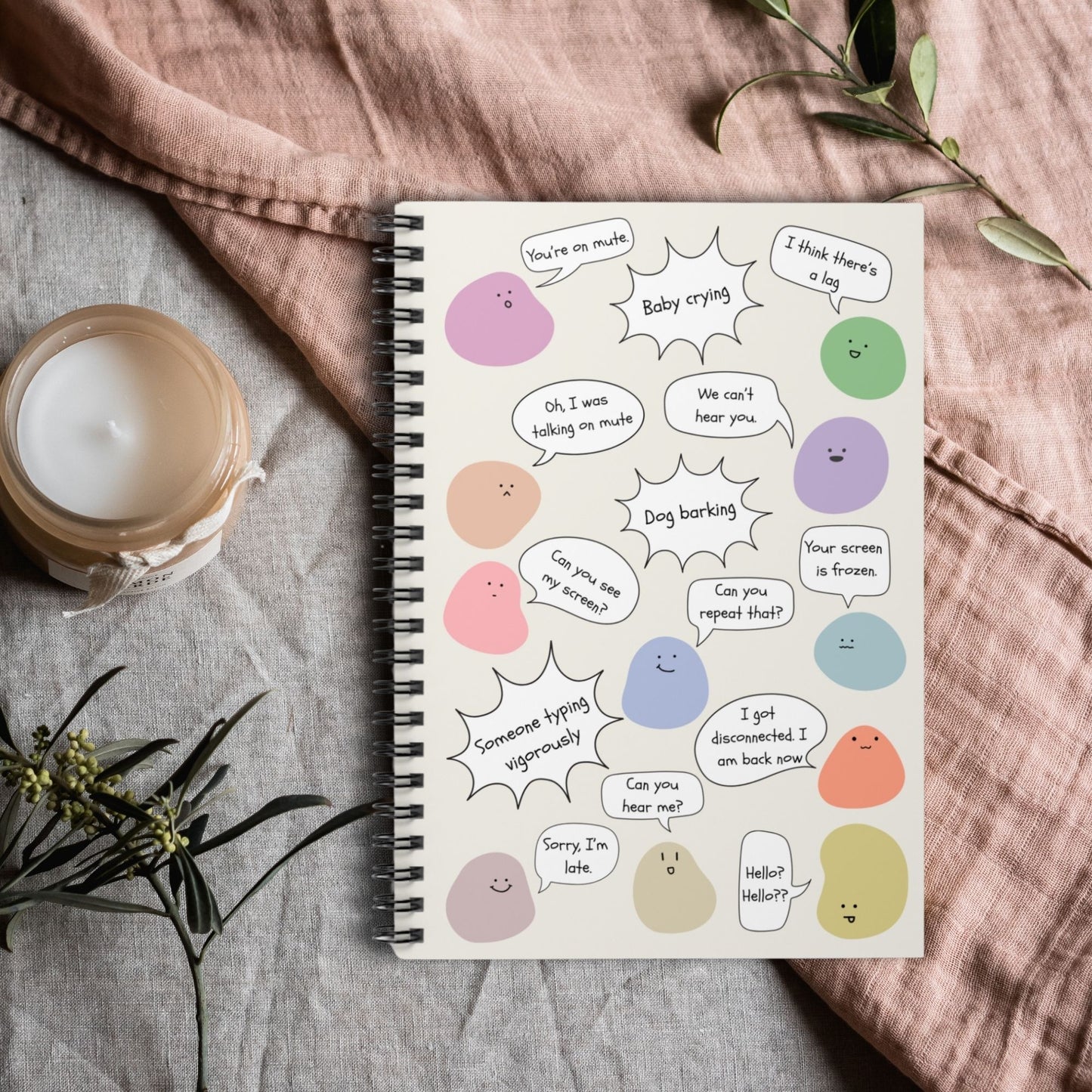 Spiral Notebook for Everyday Use, Work from Home, Conference Call Bingo, Funny Gift for Coworker, Journaling, Home Office, Cute Blob Design