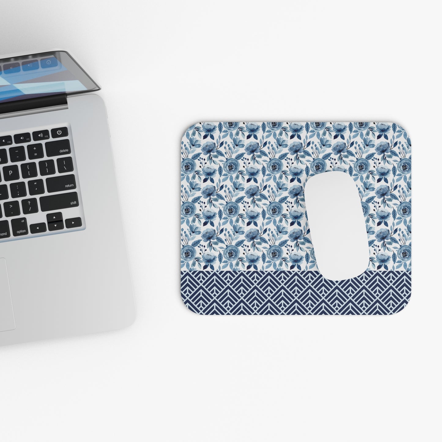 Elegant Floral Mouse Pad - Blue Roses Design, Home Office Accessories, Gift for Her, Desk Decor, Computer Mouse Mat