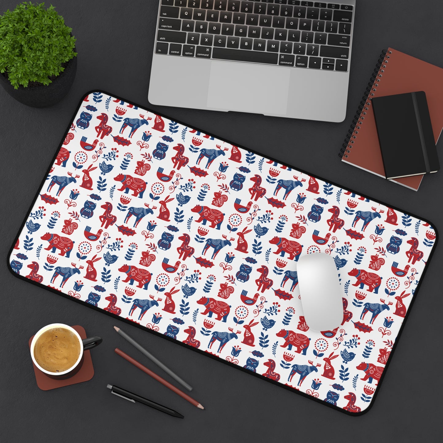Scandinavian Inspired Design Forest Scene Desk Mat, Boho Desk Accessories, Nature Lover Gift, Home Office Decor, Wildlife Theme