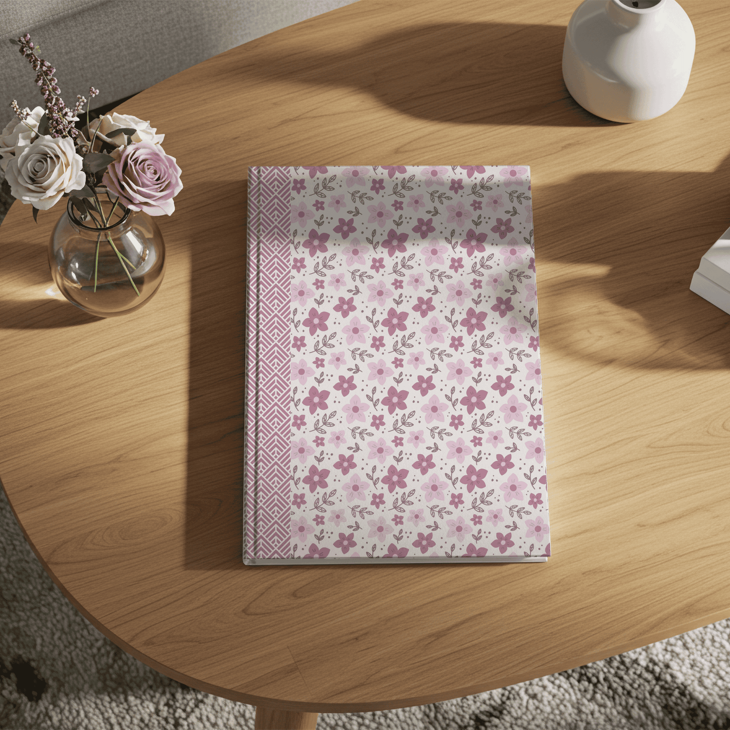 Pink Floral Hardcover Journal | Elegant Notebook for Writing, Journaling, Gift for Her, Inspiration Diary, Floral Design Notes