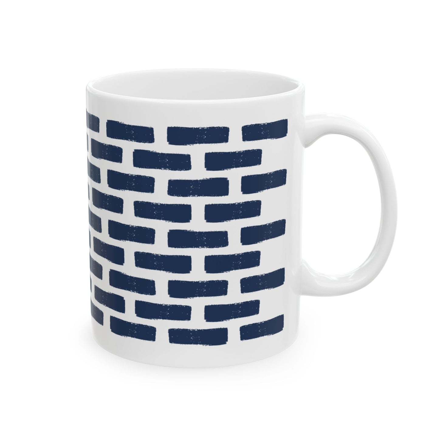 Distressed Brick Pattern Ceramic Coffee Mug, Indigo Navy Blue Tea Cup for Home, Office, Cute Coffee Cup, Tea Lover's Mug, Unisex gift