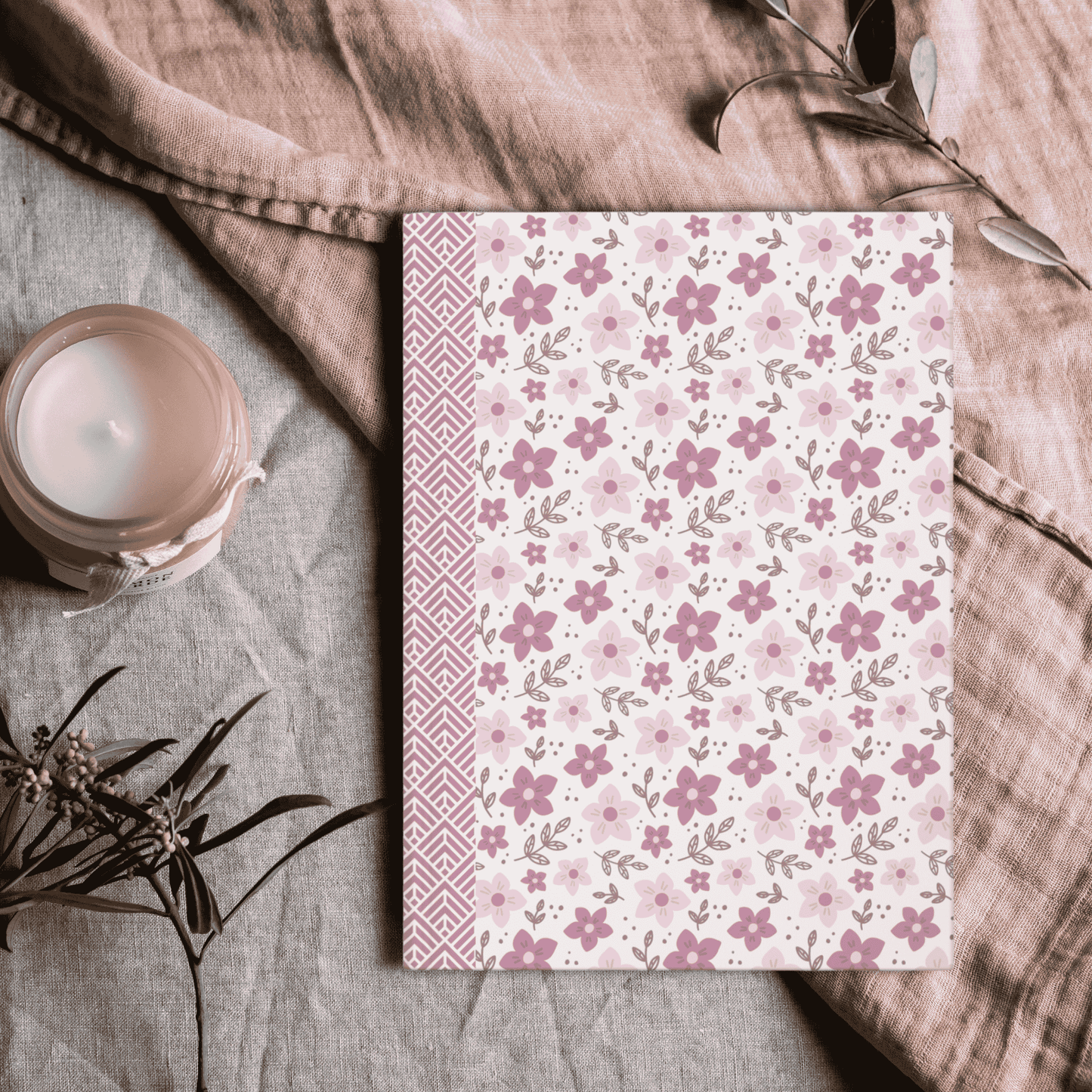Pink Floral Hardcover Journal | Elegant Notebook for Writing, Journaling, Gift for Her, Inspiration Diary, Floral Design Notes