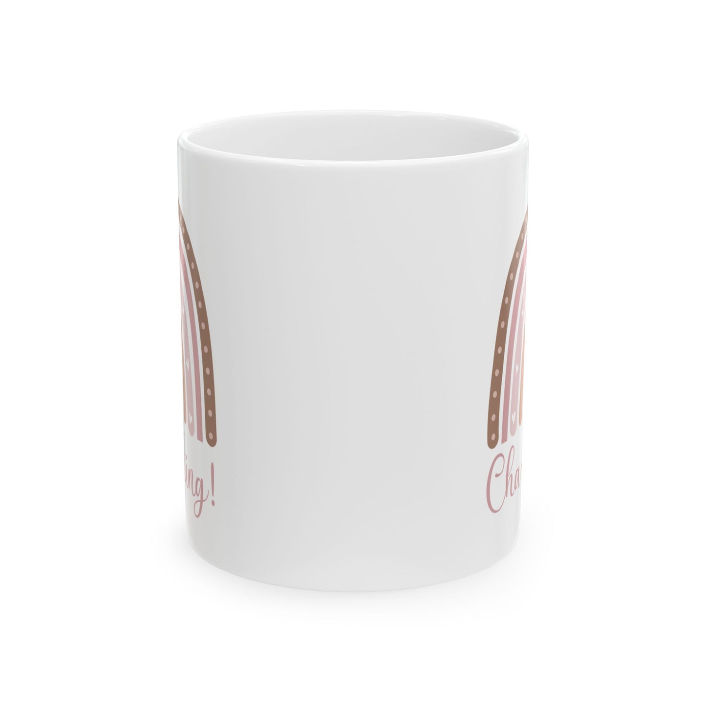 Ceramic Mug for Entrepreneurs, Gift for Small Business Owners, Boho Rainbow Coffee Cup, Cha-Ching Tea Mug, Positive Vibes Cup