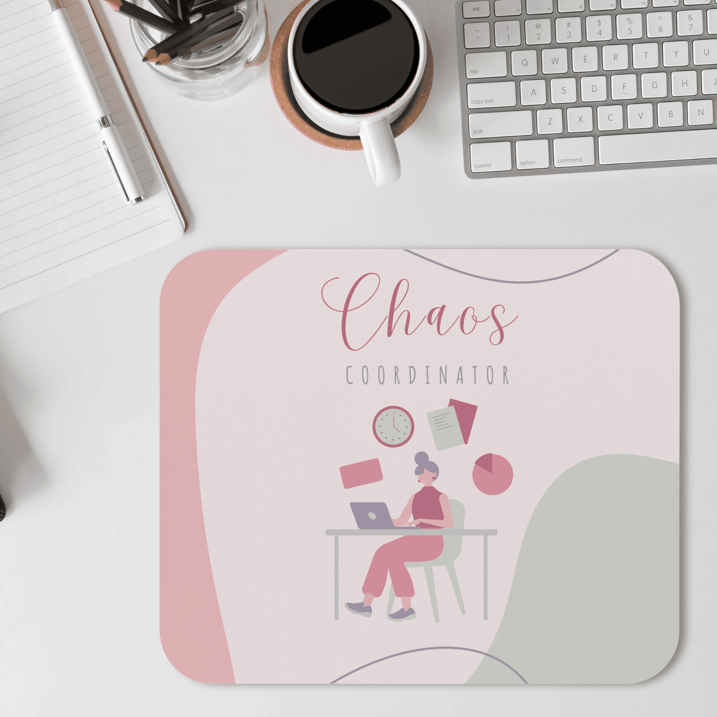 Chaos Coordinator Mouse Pad, Funny Feminine Desk Accessory for Home Office, Perfect Gift for Professionals, Unique Cubicle Decor