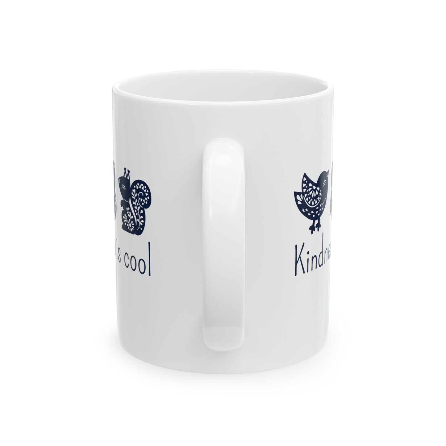 Kindness Mug - Cute Scandinavian Animal Design for Coffee Lovers, Kindness is Cool Ceramic Tea Cup 11oz/15oz, BPA Free