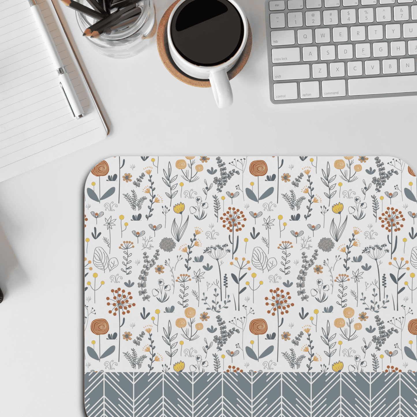 Floral Mouse Pad - Elegant Desk Accessory, Home Office Decor, Gift for Students, Floral Mousepad, Working from Home Essentials