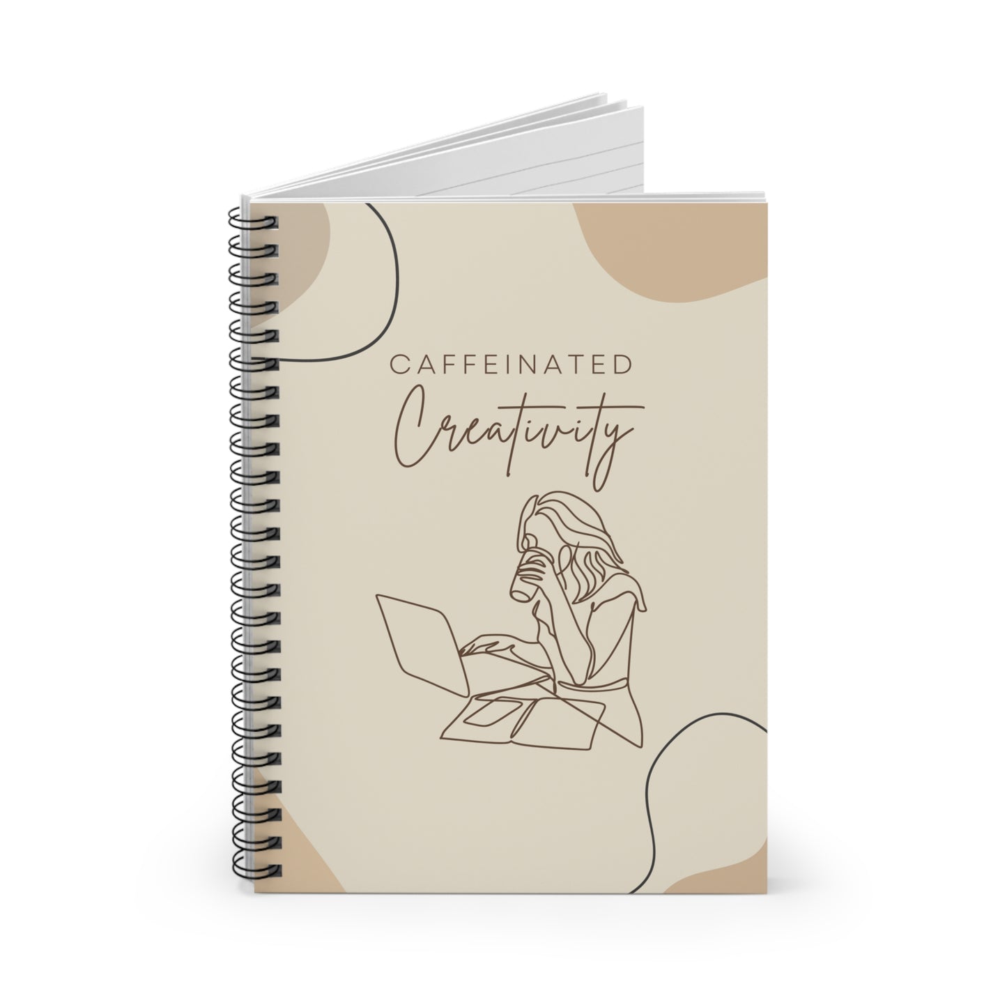 Caffeinated Creativity Spiral Notebook for Writers, Artists, Students, Journal Lovers, Gift for Coffee Lovers, Study Inspiration