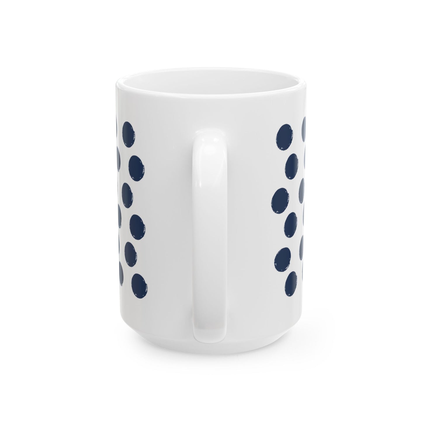 Navy Polka Dot Ceramic Coffee Mug, Distressed Brush Dots Indigo Tea Cup for Home, Office, Cute Coffee Cup, Tea Lover's Mug, Unisex gift