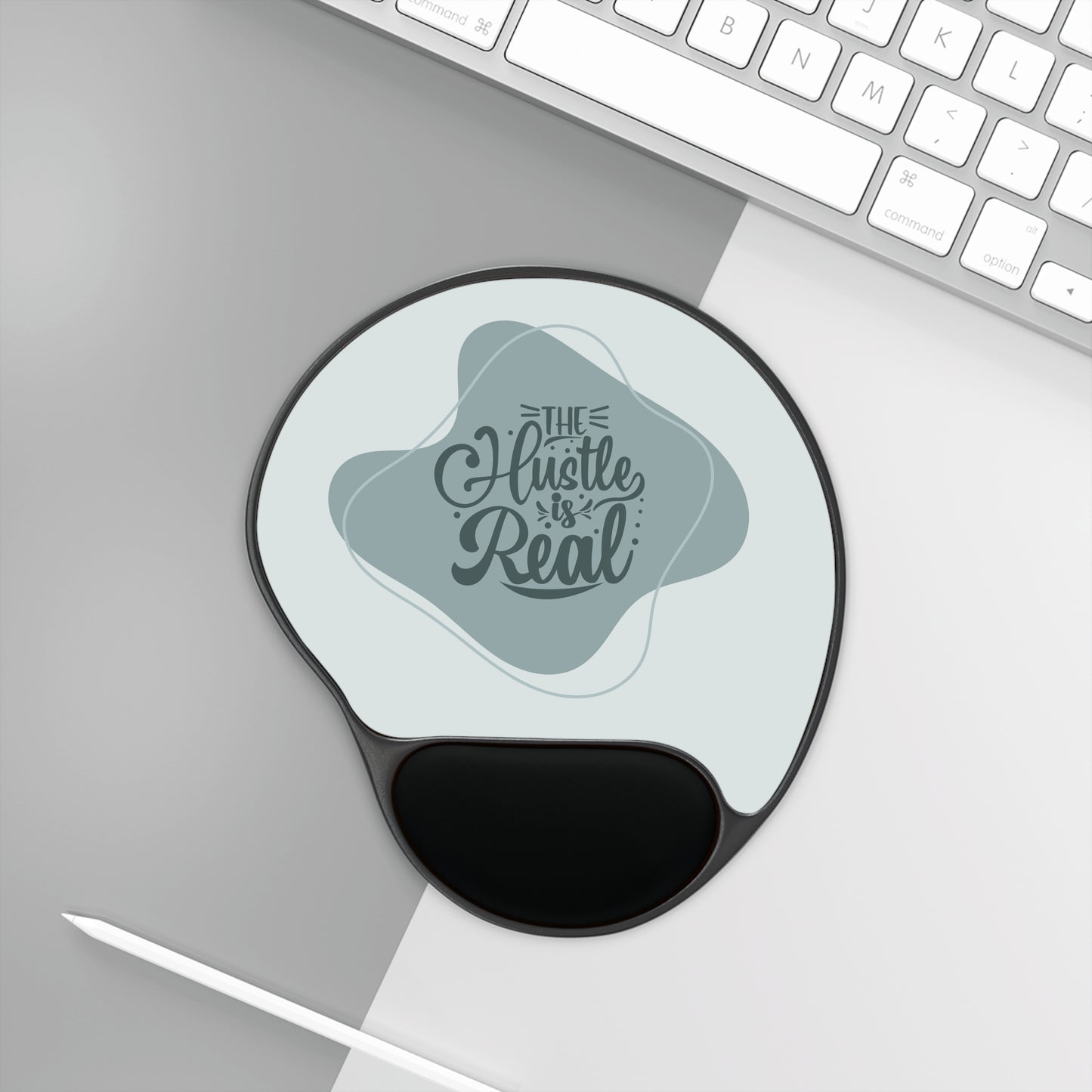 The Hustle is Real Mouse Pad with Wrist Rest - Ergonomic Office Gift for Entrepreneurs, Desk Accessories, Work From Home Essentials,