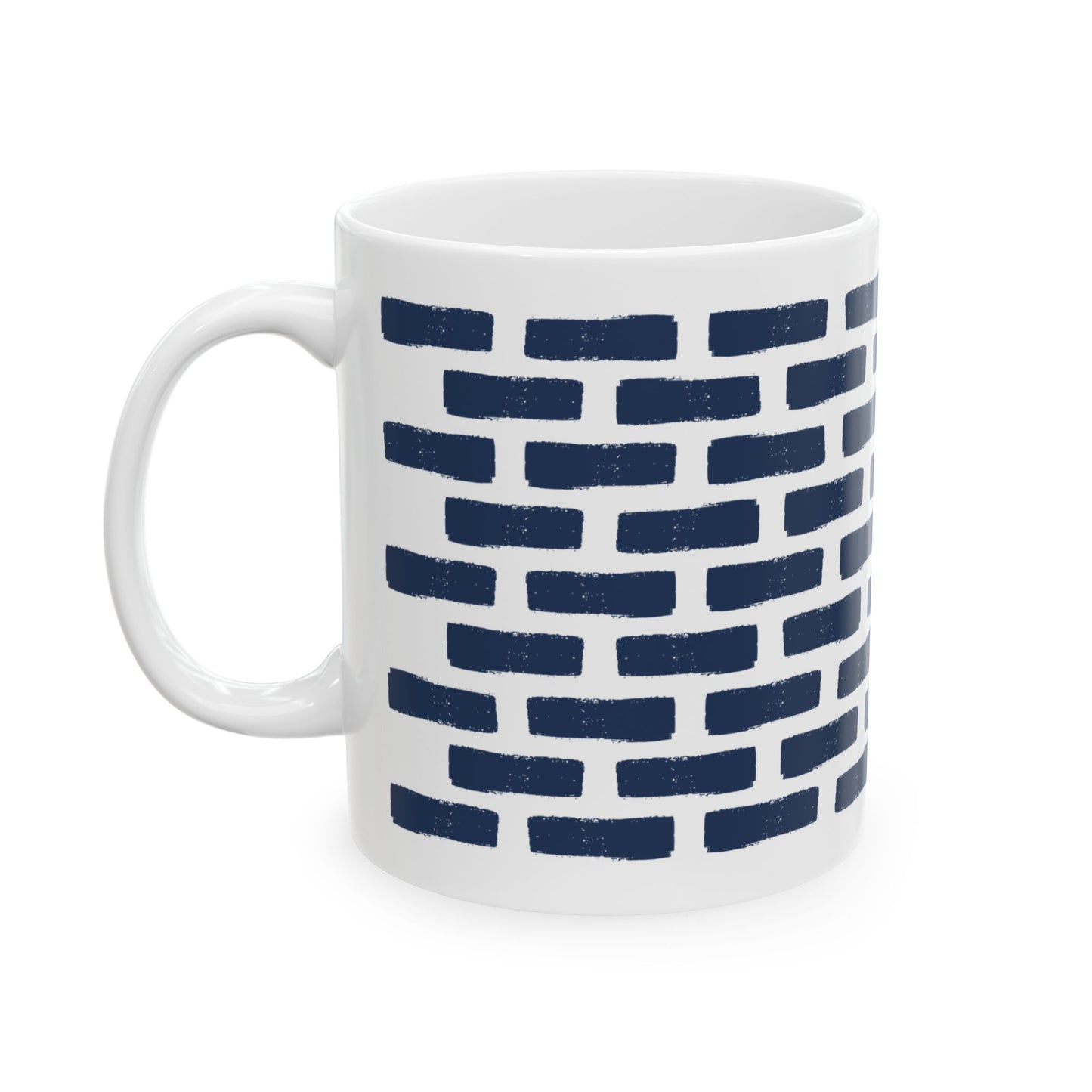 Distressed Brick Pattern Ceramic Coffee Mug, Indigo Navy Blue Tea Cup for Home, Office, Cute Coffee Cup, Tea Lover's Mug, Unisex gift