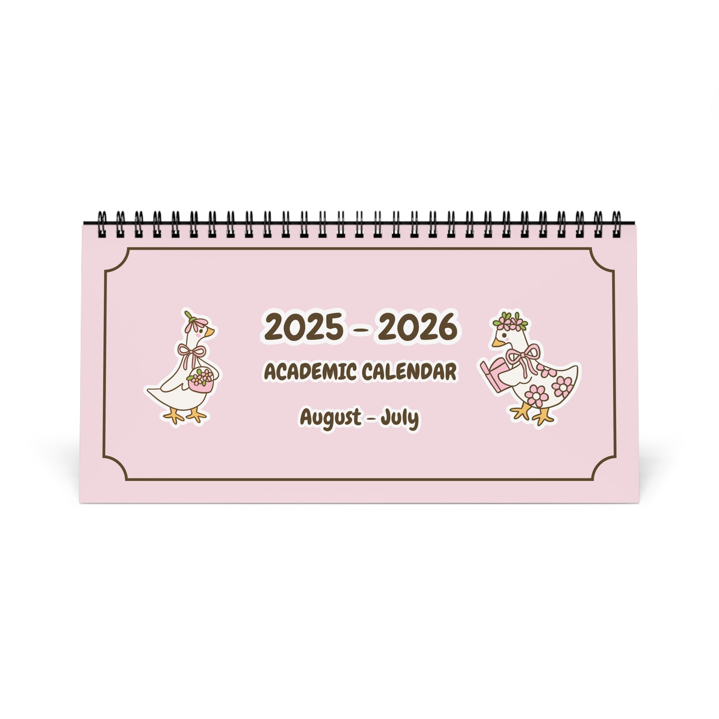 Silly Goose Desk Calendar August 2025 to July 2026 Coquette Academic Planner Duck School Calendar, Back to School Gift for Students Teachers