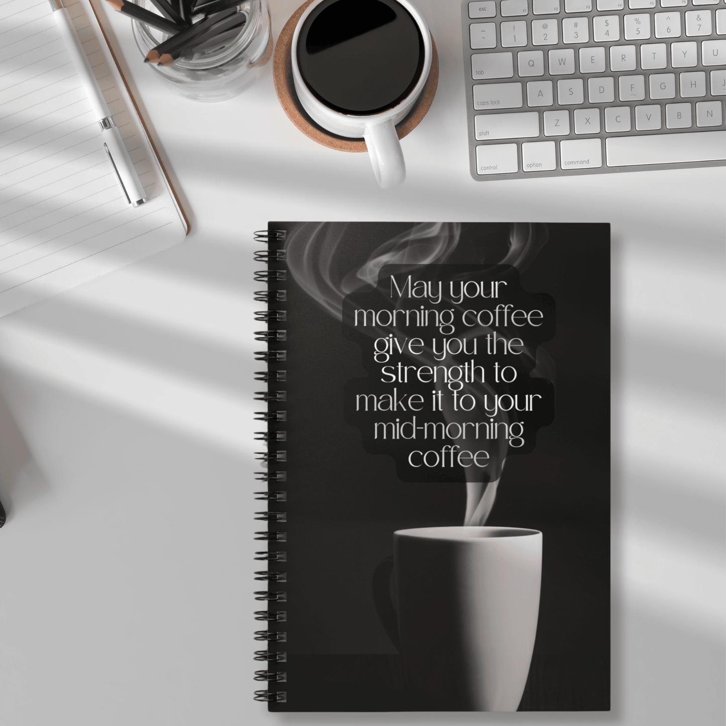 Funny Spiral Notebook for Coffee Lovers - Ruled Line with Document Pocket, Journal for Writers, Gift for Caffeine Lovers