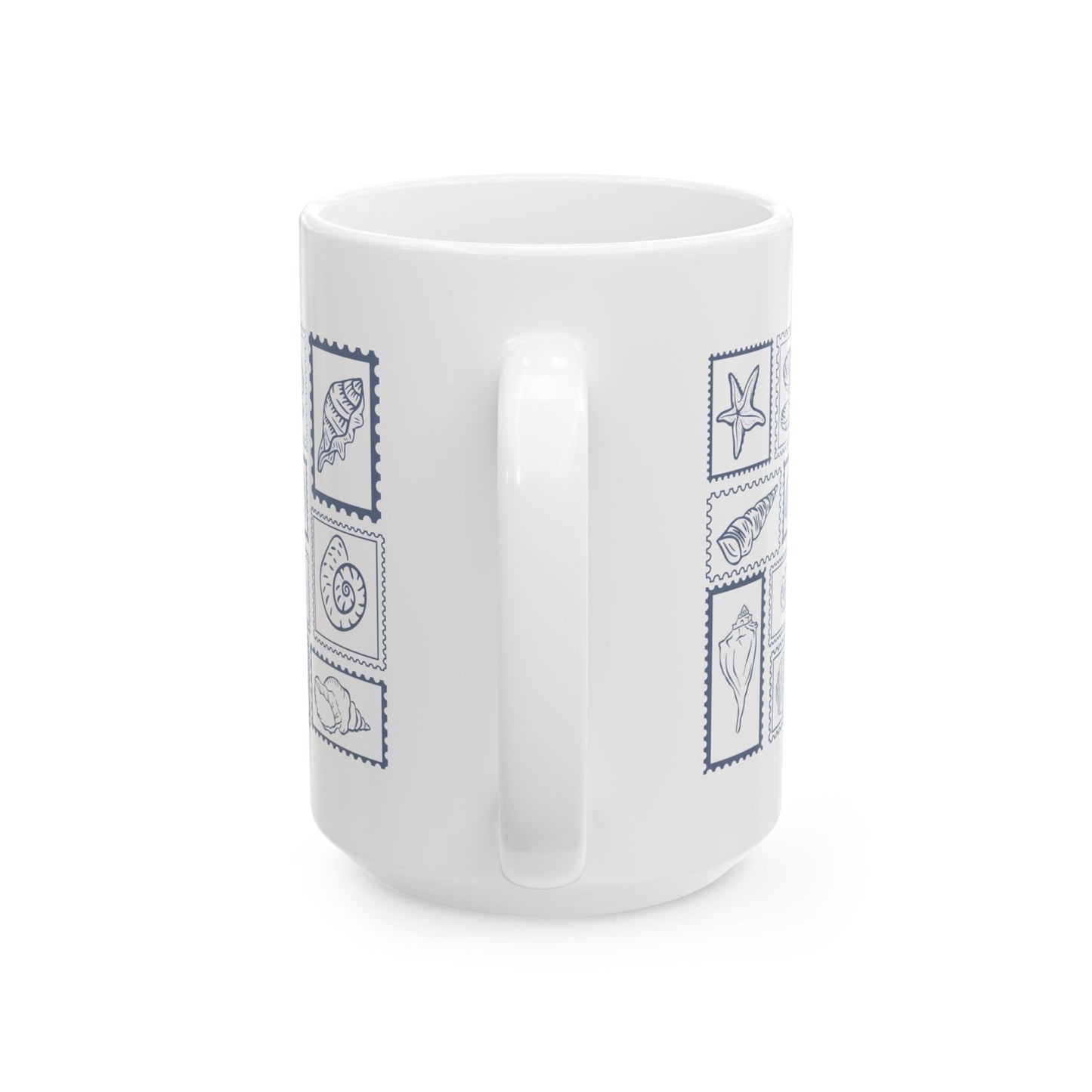 Shells & Stamps Ceramic Mug - Coastal Decor, Ocean Lover Gift, Nautical Kitchen, Beach House Essentials, Summer Vibes