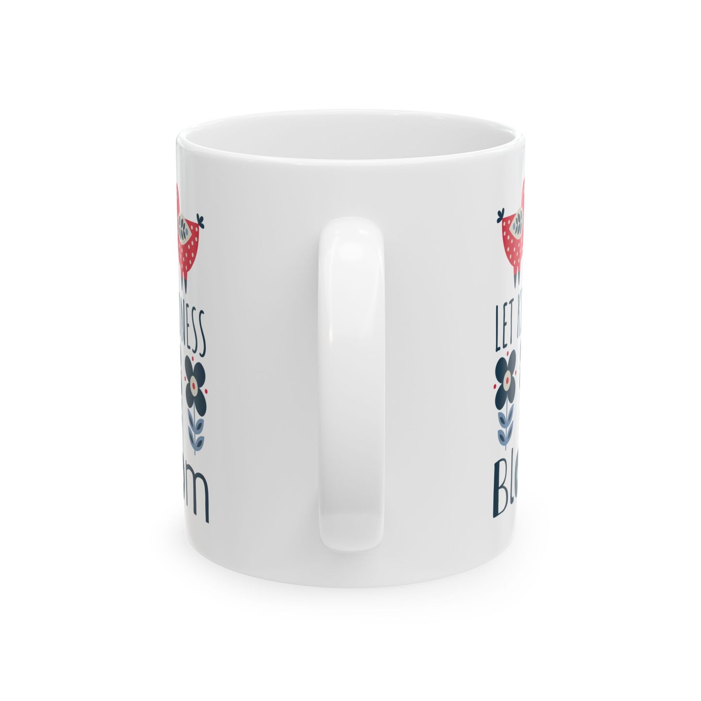 Kindness Mug - Let Kindness Bloom, Scandinavian Nordic Bird and Flower Design, Coffee Lover Gift, Tea Cup, BPA Free Ceramic Mug 11oz/15oz