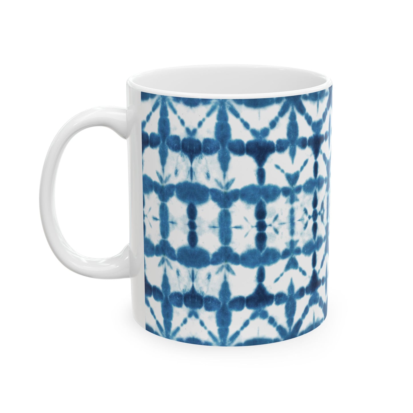 Shibori Tie Dye Ceramic Mug - Indigo Coffee Cup, Gift for Her, Blue Tie-Dye Design, Indian Tea Cup Blue, Microwave and Dishwasher Safe
