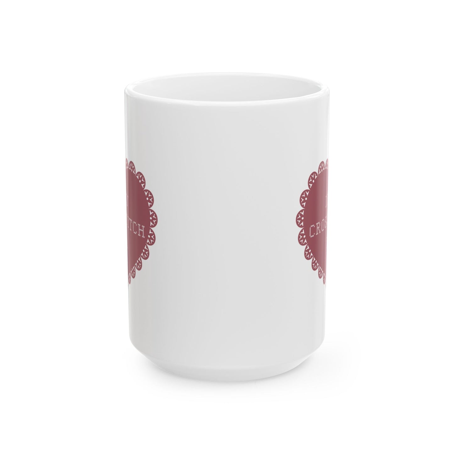 Charming Ceramic Mug for Cross Stitch Lovers with Heart Design, In My Cross Stitch Era, Gift for Her, Coffee Lover's Essential