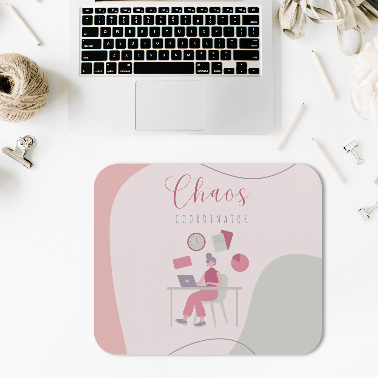 Chaos Coordinator Mouse Pad, Funny Feminine Desk Accessory for Home Office, Perfect Gift for Professionals, Unique Cubicle Decor