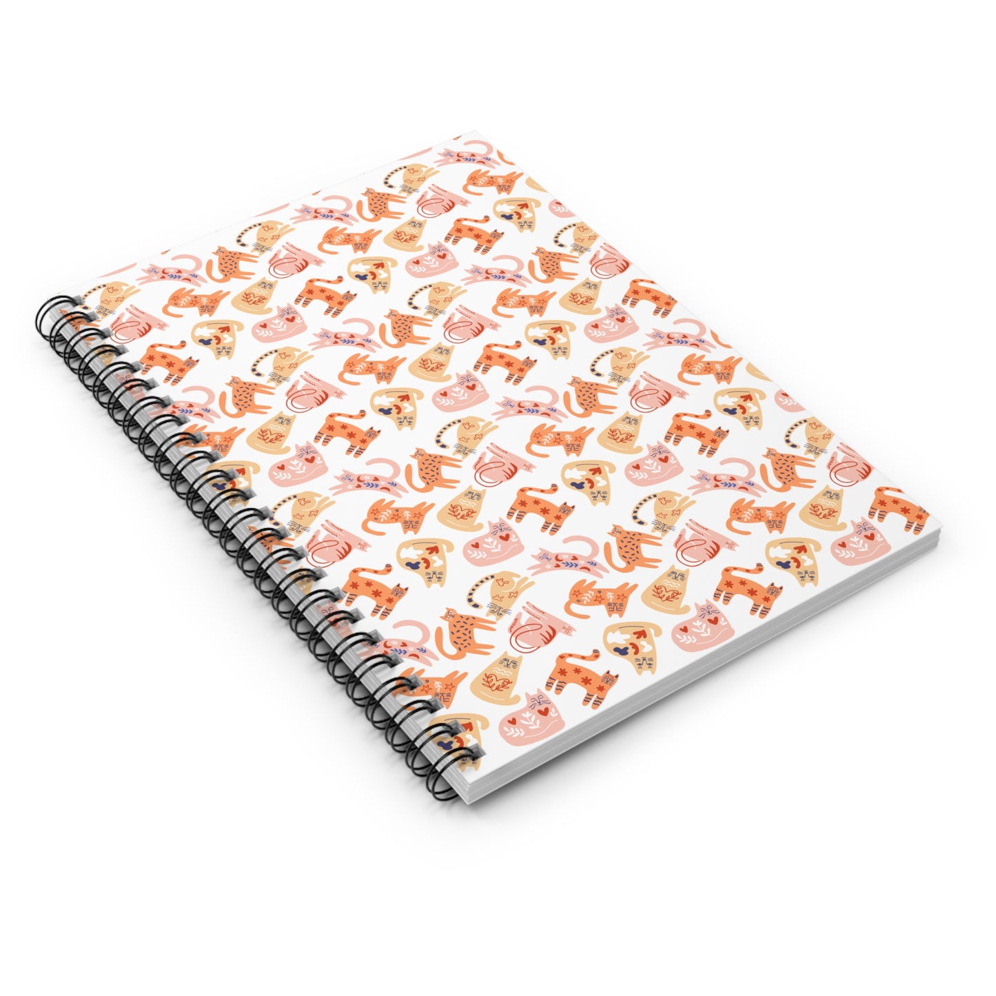 Spiral Notebook - Cute Cat Design, Scandinavian Art, Perfect for Students, Journaling, Gift for Animal Lovers, Back to School Supplies