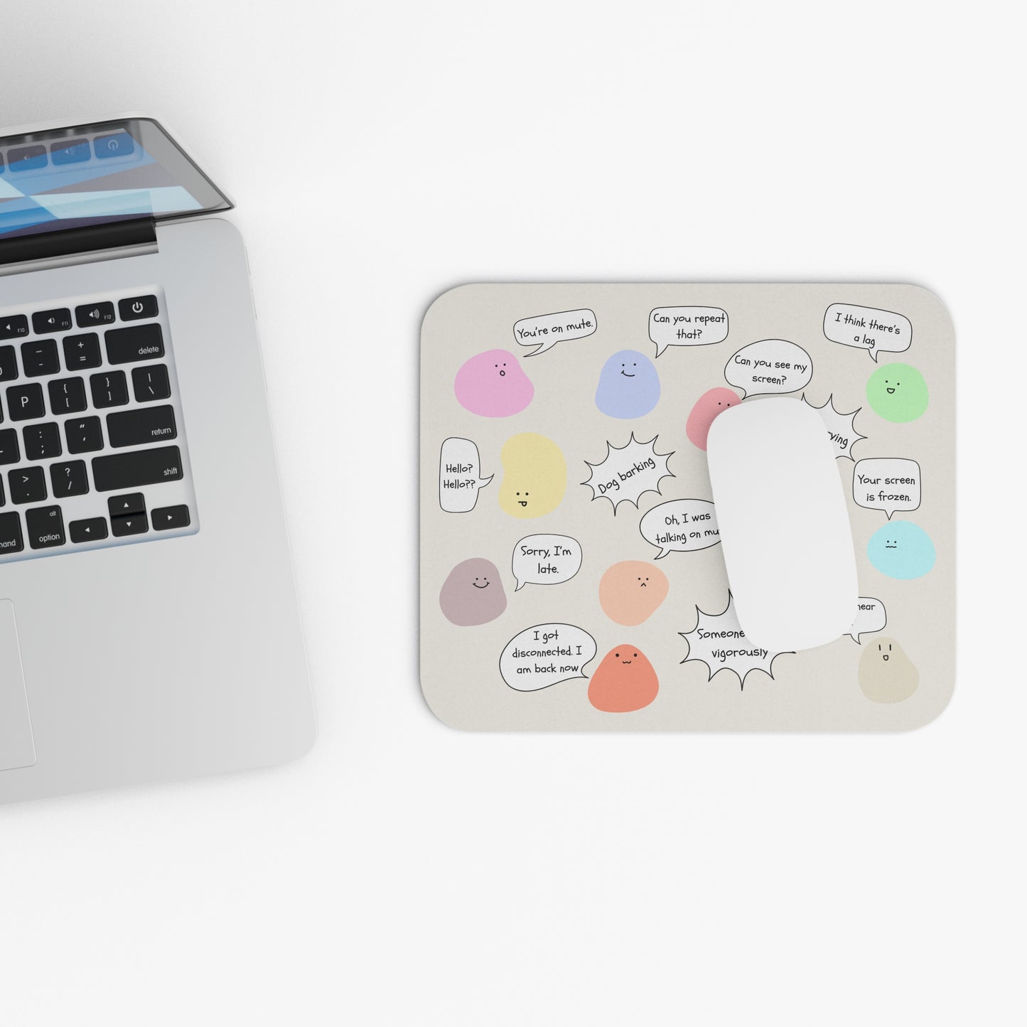 Funny Mouse Pad, Remote Work Humor, Conference Call Bingo, Work from Home Essentials, Funny Gift for Coworker, Boss, Blob Design - Beige