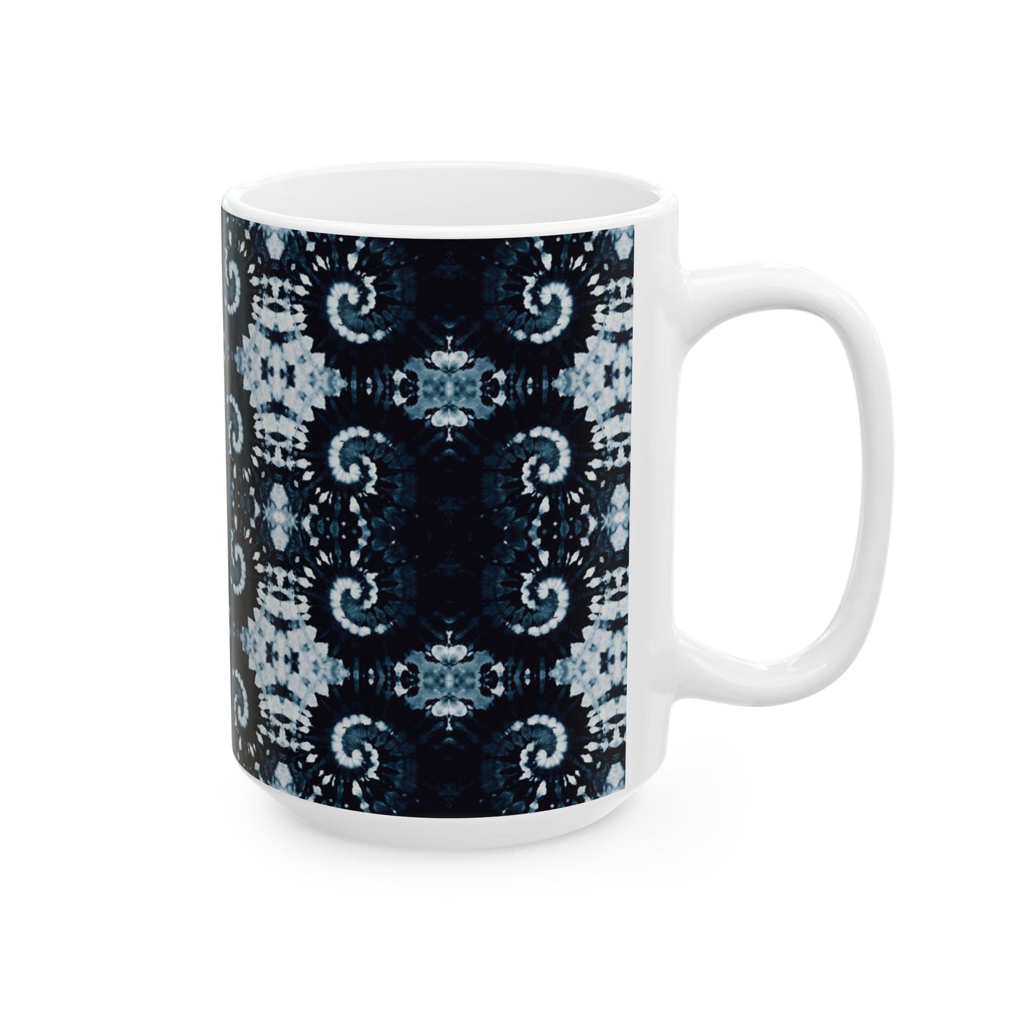 Tie Dye Ceramic Artistry Mug, Shibori Artistic Coffee Cup, Coffee Lover Gift, Deep Indigo Tea Cup Coffee Mug, Dishwasher Safe Microwave Safe