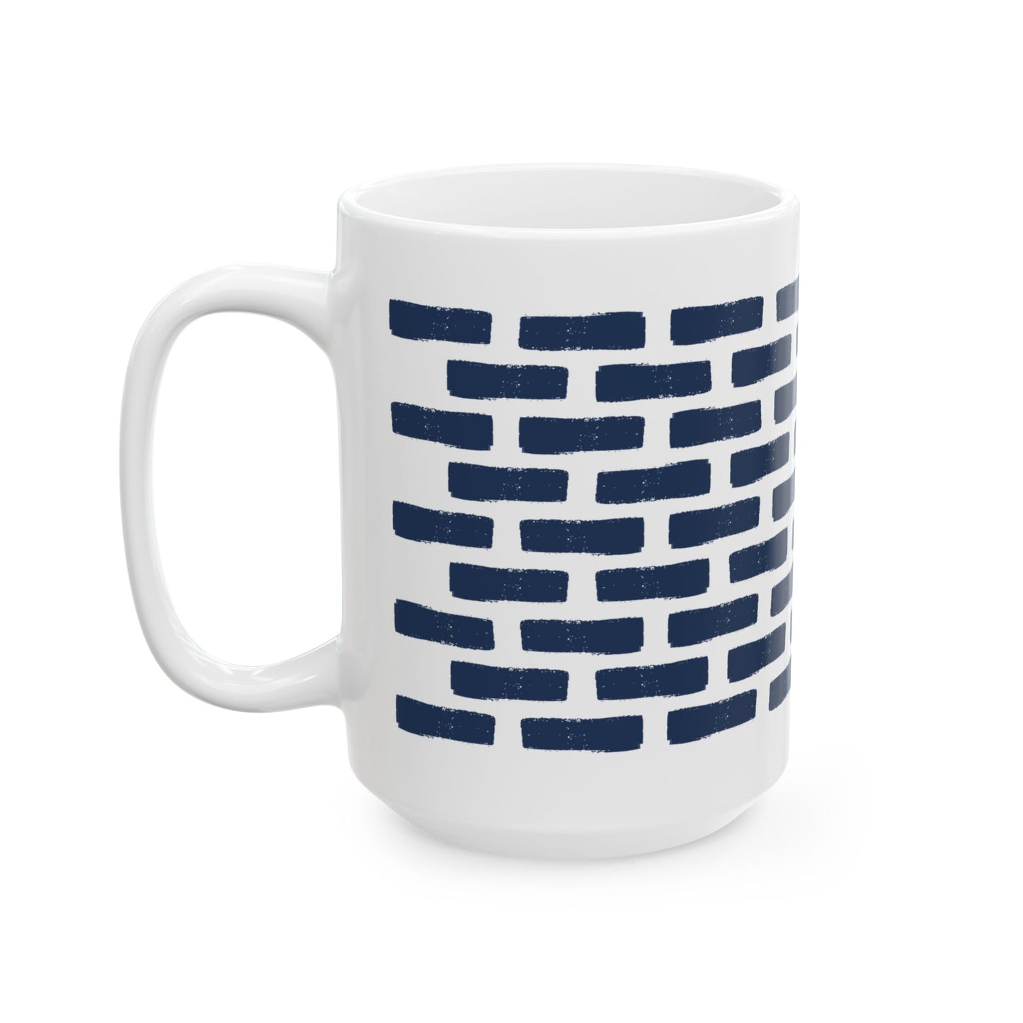 Distressed Brick Pattern Ceramic Coffee Mug, Indigo Navy Blue Tea Cup for Home, Office, Cute Coffee Cup, Tea Lover's Mug, Unisex gift
