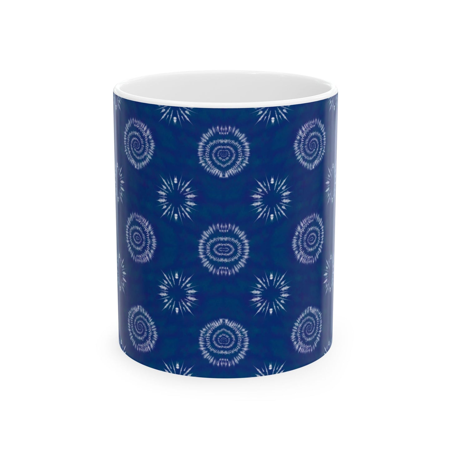 Shibori Tie Dye Mug, 11oz or 15oz, Artistic Indigo Ceramic Coffee Mug, BPA Free, Dishwasher and Microwave Safe, Gifts for Her, Tea Cup