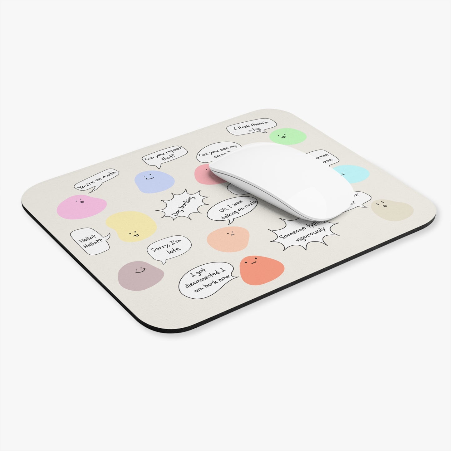 Funny Mouse Pad, Remote Work Humor, Conference Call Bingo, Work from Home Essentials, Funny Gift for Coworker, Boss, Blob Design - Beige