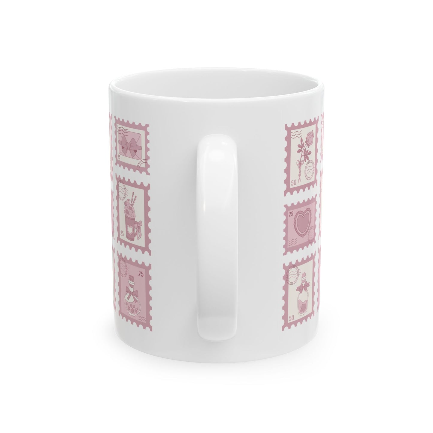 Pink Stamp Coquette Ceramic Mug, 11oz, 15oz - Gift for Her, Coffee Cup, Tea Lover's Gift, Kitchen Decor, Office Mug