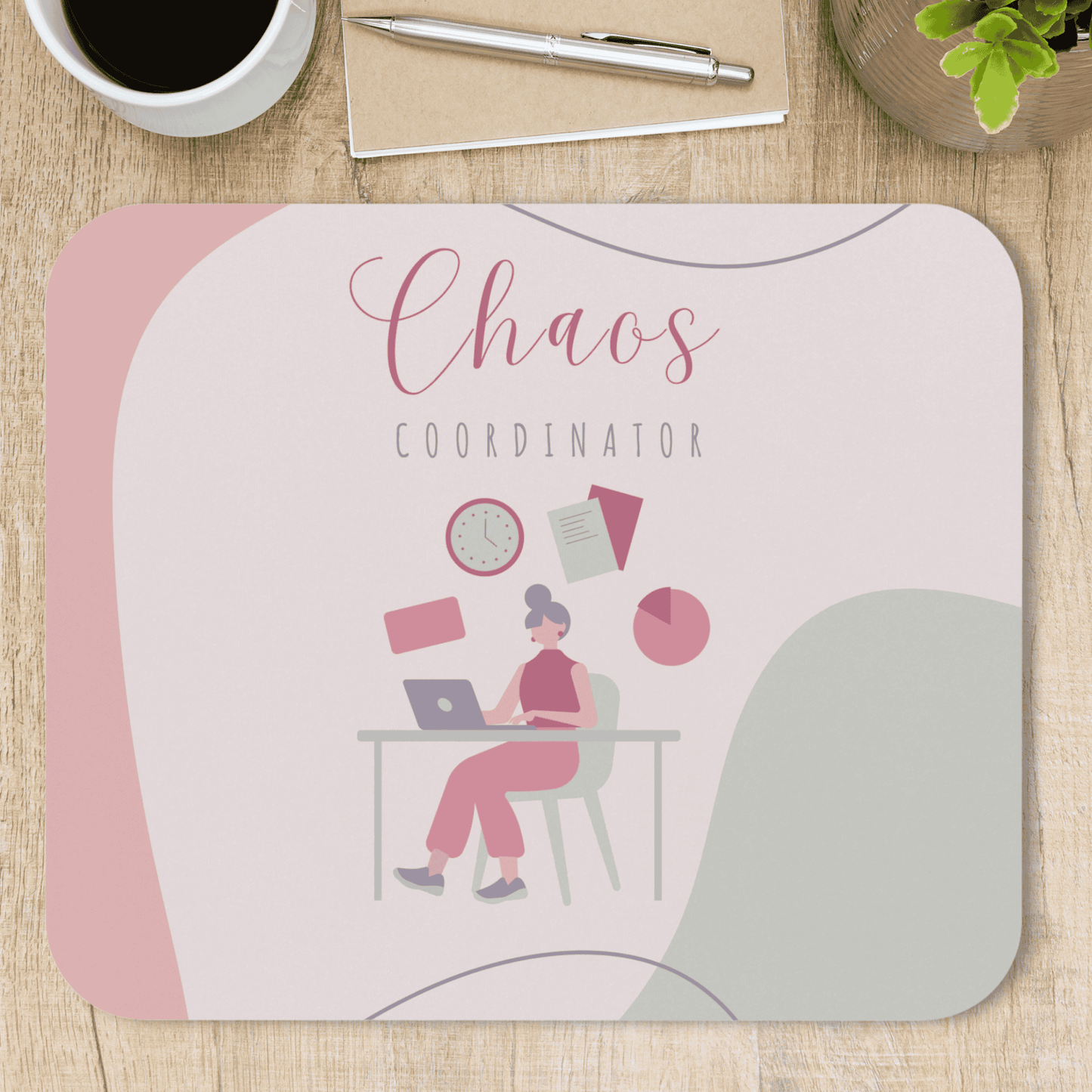 Chaos Coordinator Mouse Pad, Funny Feminine Desk Accessory for Home Office, Perfect Gift for Professionals, Unique Cubicle Decor