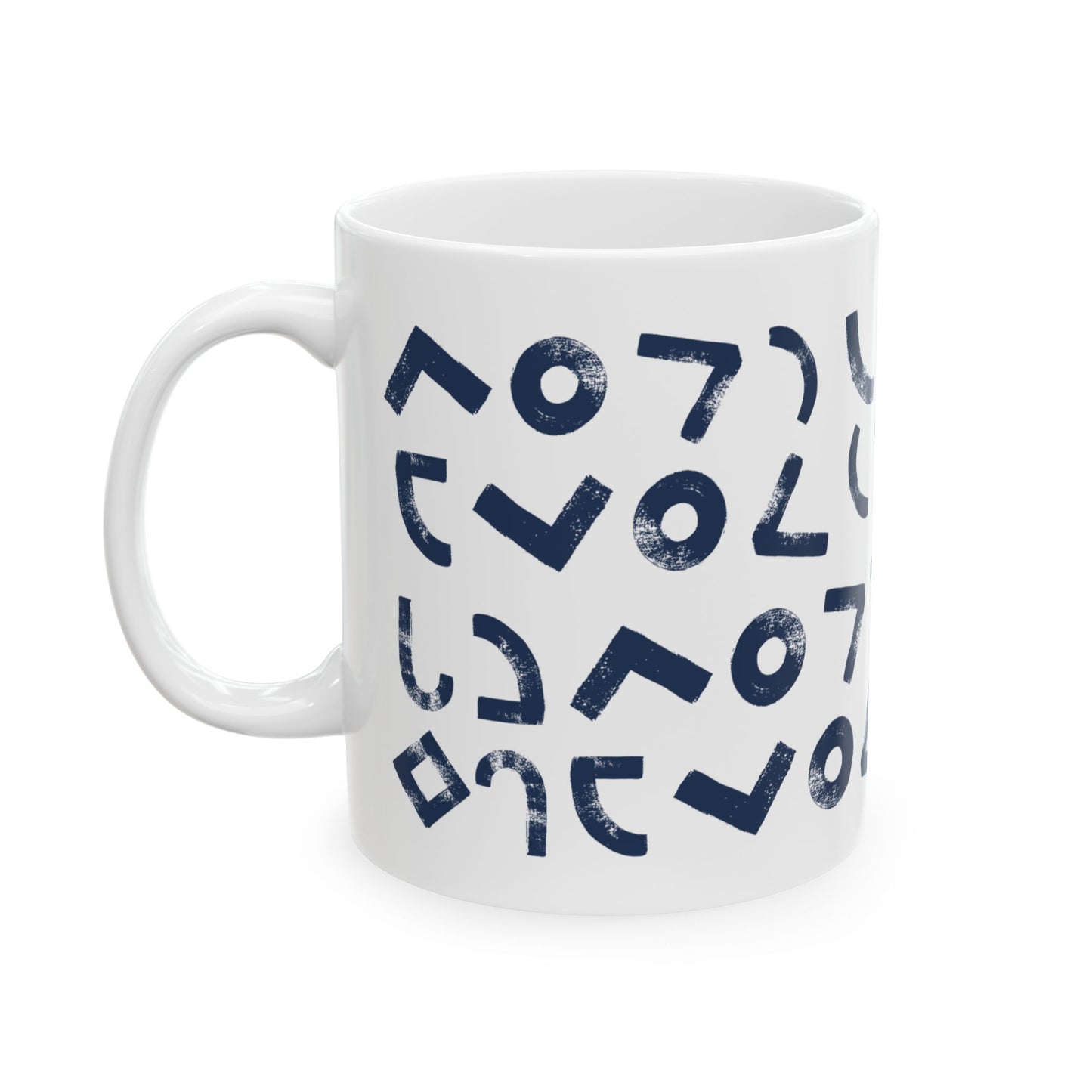 Modern Abstract Ceramic Mug - Distressed Brush Stroke Design Coffee Cup, Gift for Coffee Lovers, Personalized Drinkware, Office Supplies