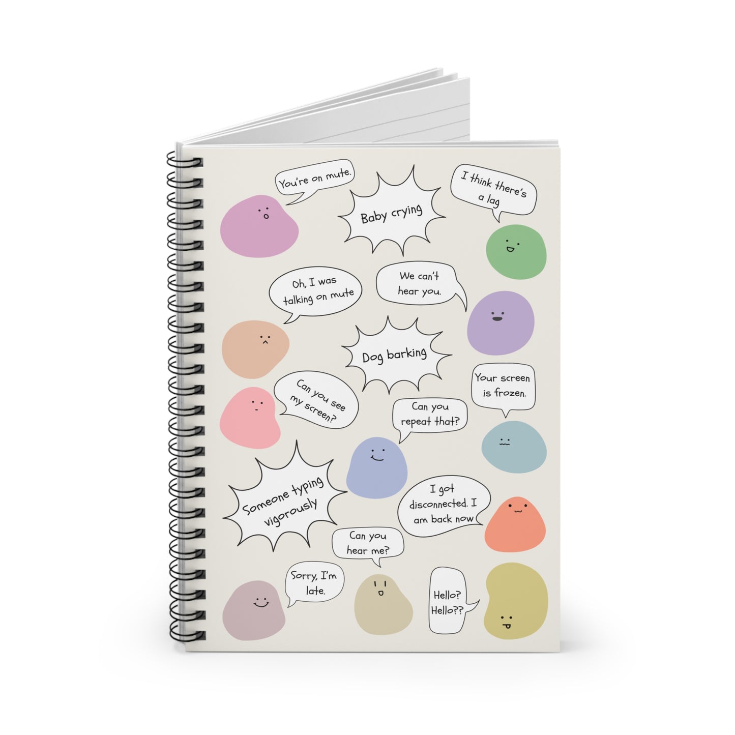 Spiral Notebook for Everyday Use, Work from Home, Conference Call Bingo, Funny Gift for Coworker, Journaling, Home Office, Cute Blob Design