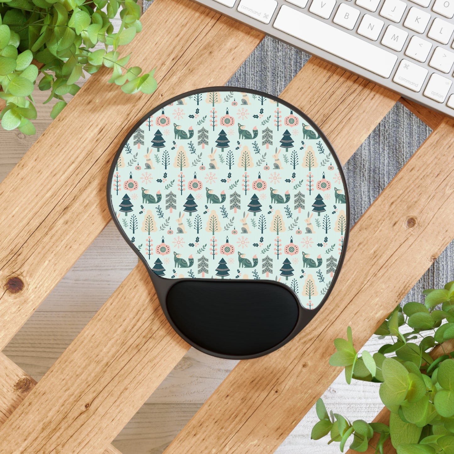 Whimsical Forest Mouse Pad with Wrist Rest | Cute Office Decor, Computer Accessories, Gift for Nature Lovers, Home Office Essentials,