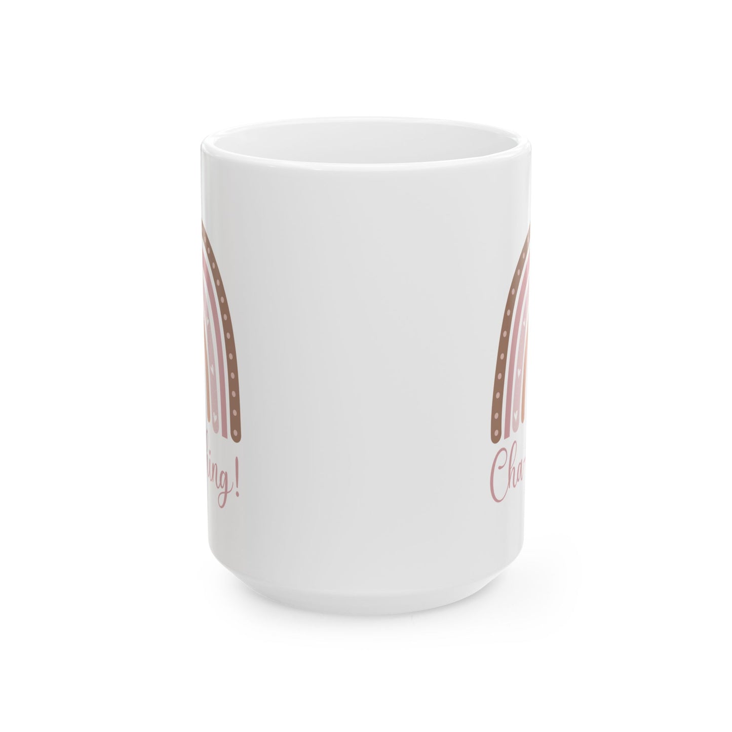Ceramic Mug for Entrepreneurs, Gift for Small Business Owners, Boho Rainbow Coffee Cup, Cha-Ching Tea Mug, Positive Vibes Cup