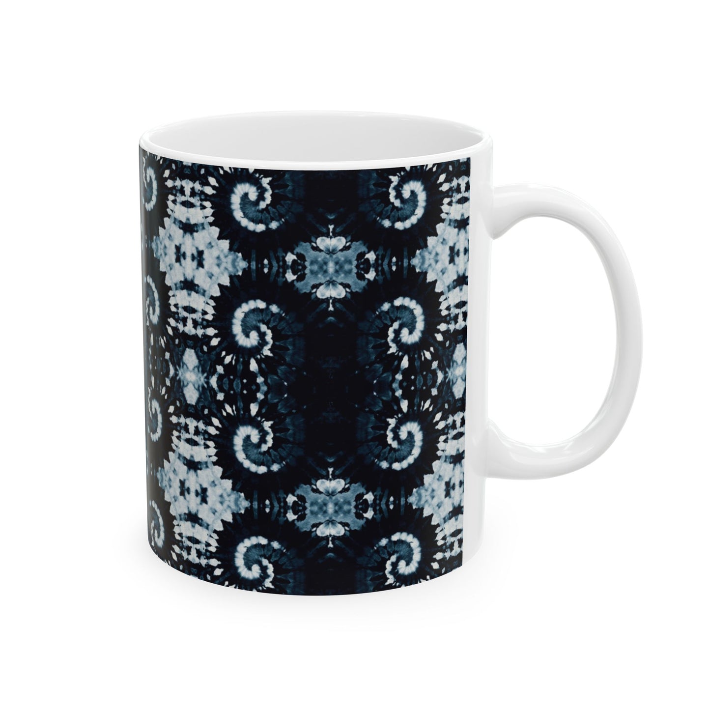 Tie Dye Ceramic Artistry Mug, Shibori Artistic Coffee Cup, Coffee Lover Gift, Deep Indigo Tea Cup Coffee Mug, Dishwasher Safe Microwave Safe