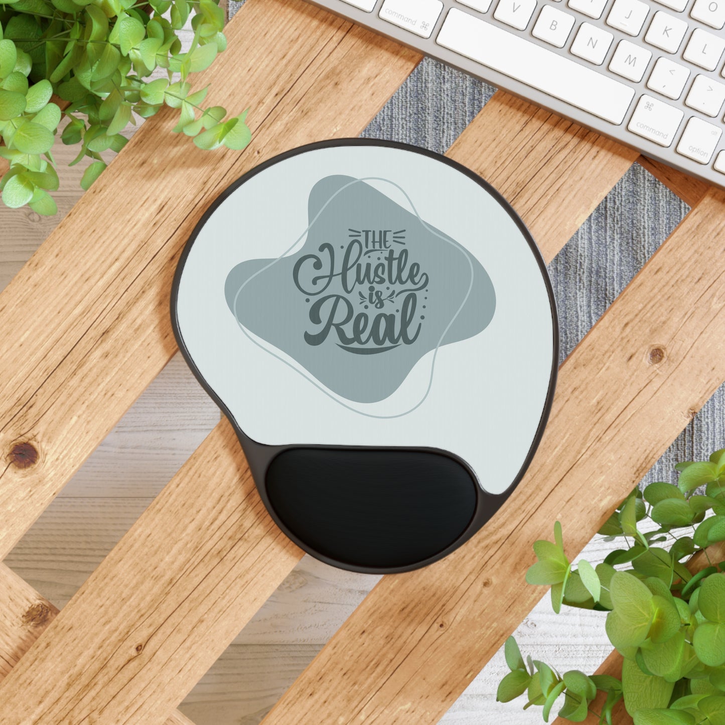 The Hustle is Real Mouse Pad with Wrist Rest - Ergonomic Office Gift for Entrepreneurs, Desk Accessories, Work From Home Essentials,