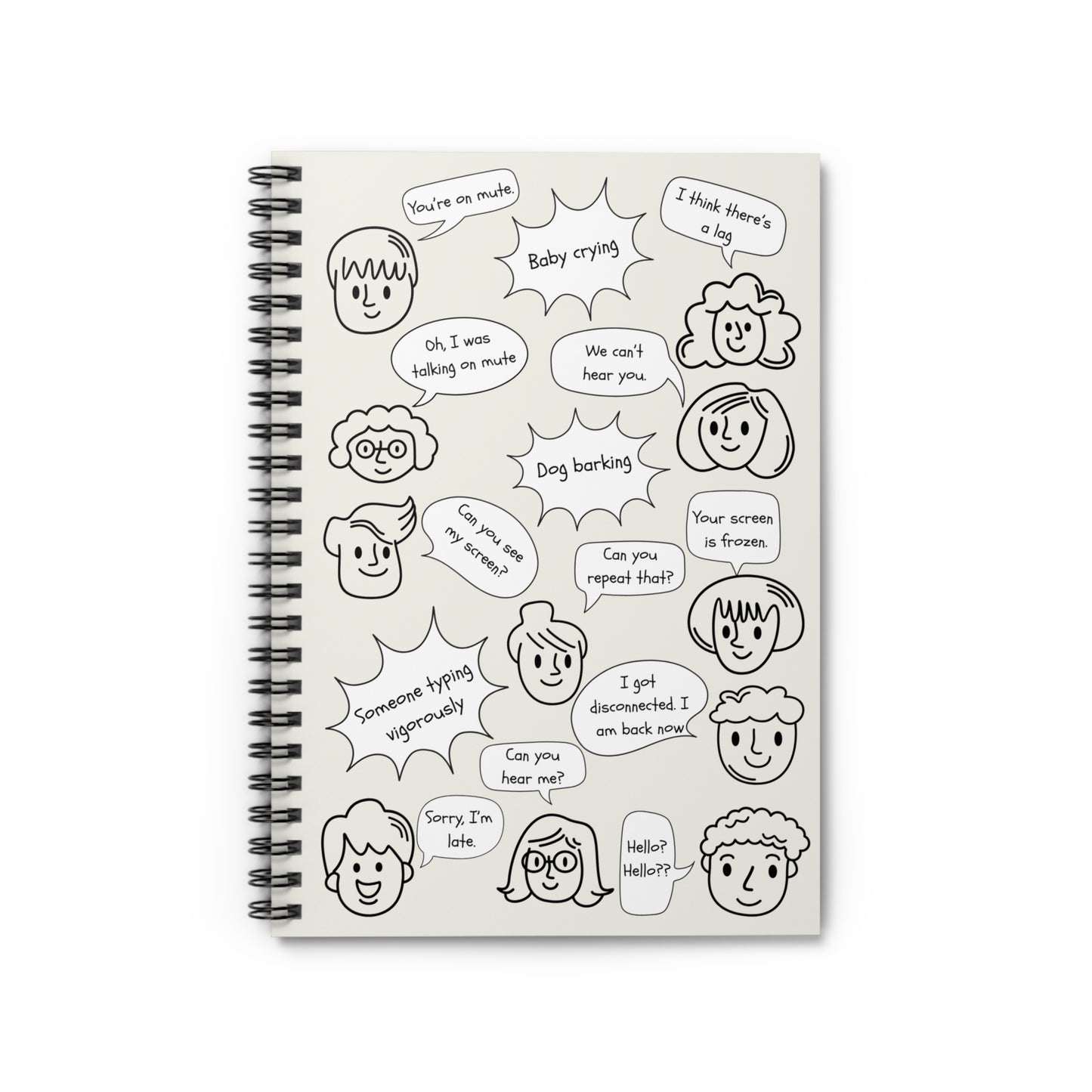You're on Mute Funny Spiral Notebook, Work from Home Essentials, Conference Call Bingo, Office Humor, Doodle Journal