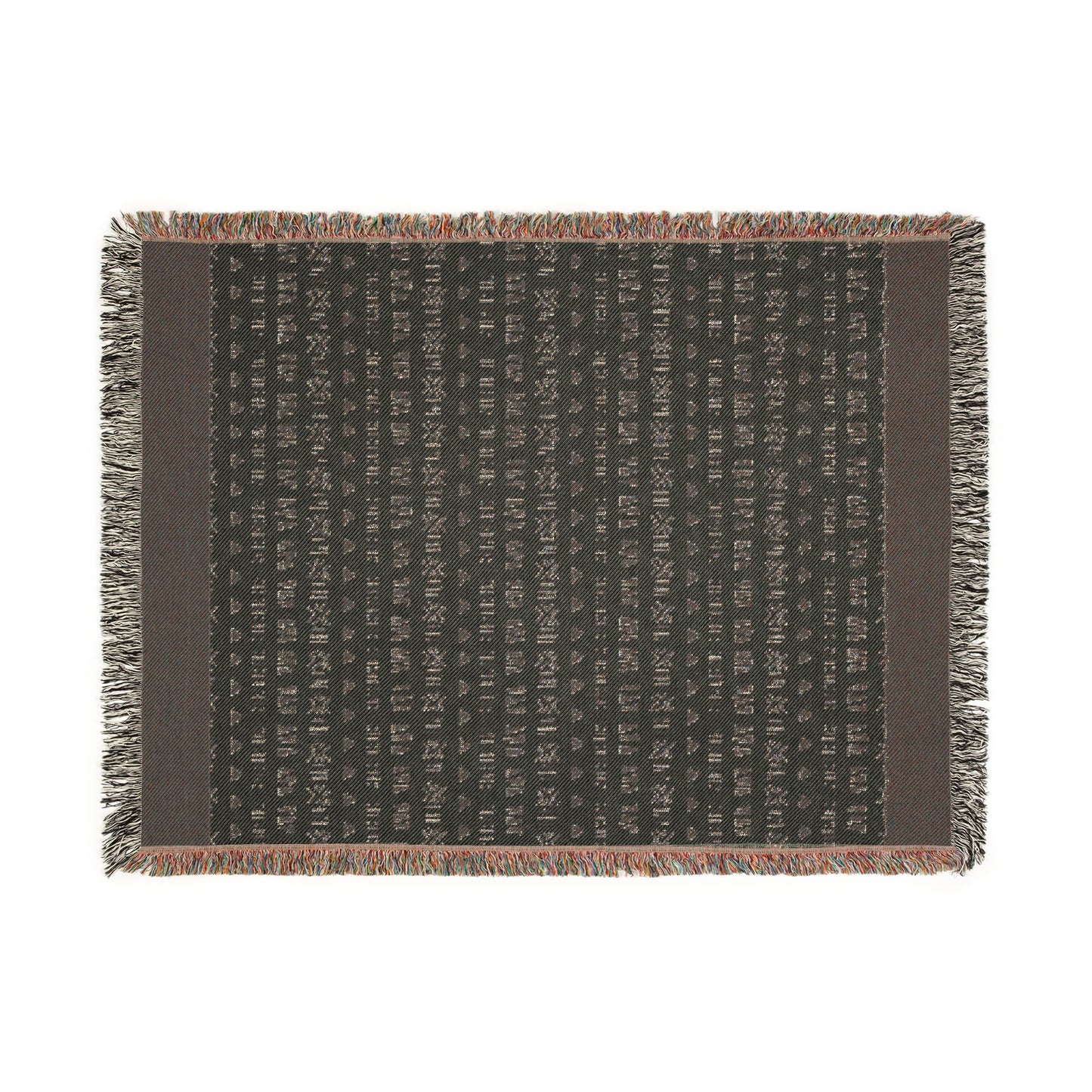 Woven Blanket, Wall Decor, Minimalist Throw Blanket, 100% Cotton, Beige and Black Blanket, African Tribal Pattern, Housewarming, Christmas