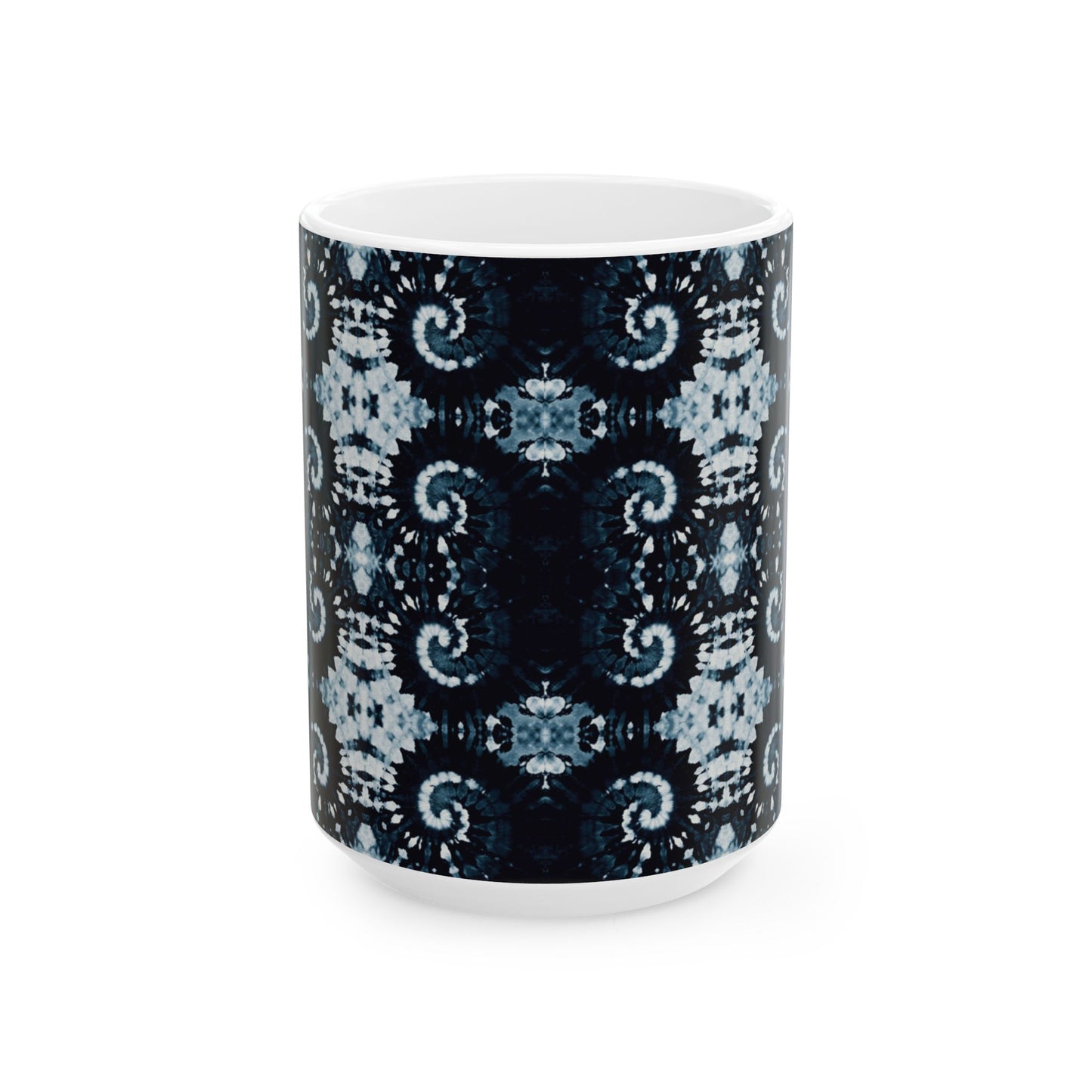 Tie Dye Ceramic Artistry Mug, Shibori Artistic Coffee Cup, Coffee Lover Gift, Deep Indigo Tea Cup Coffee Mug, Dishwasher Safe Microwave Safe