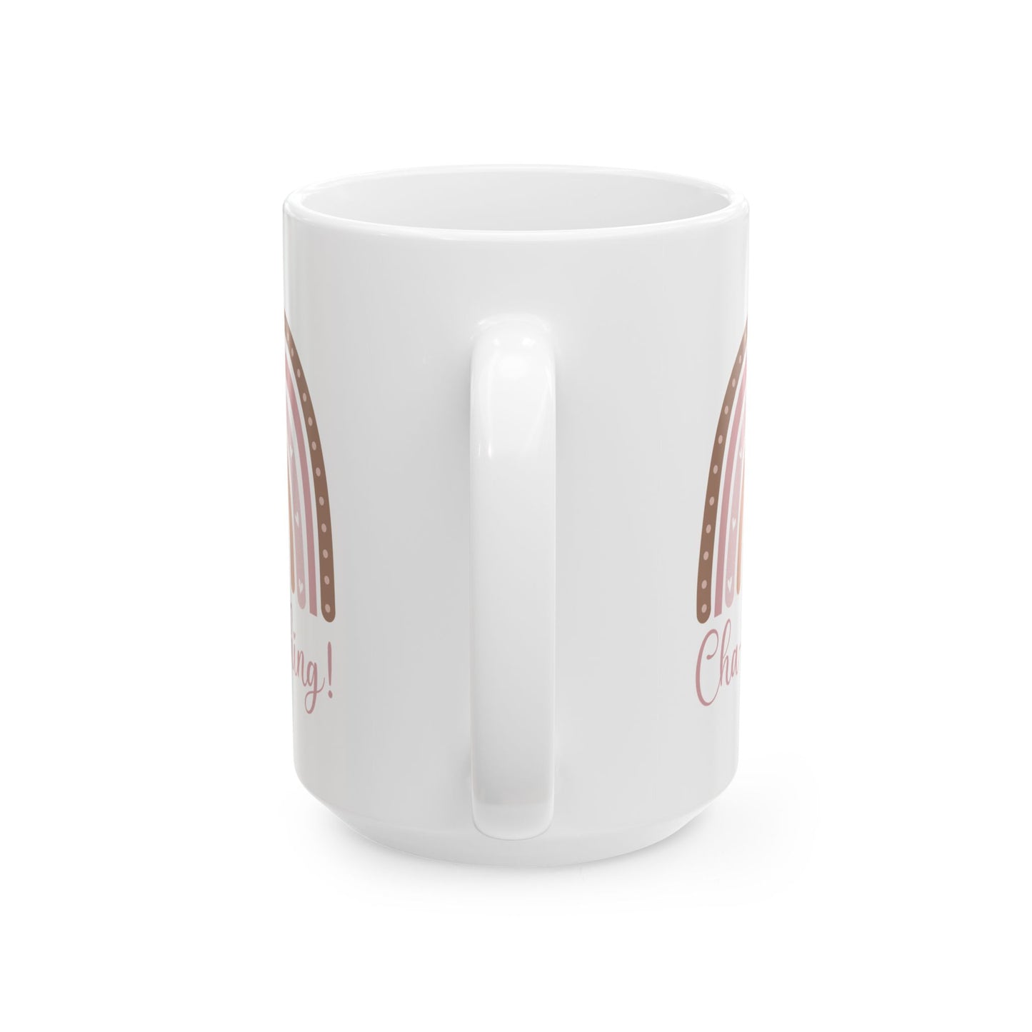 Ceramic Mug for Entrepreneurs, Gift for Small Business Owners, Boho Rainbow Coffee Cup, Cha-Ching Tea Mug, Positive Vibes Cup