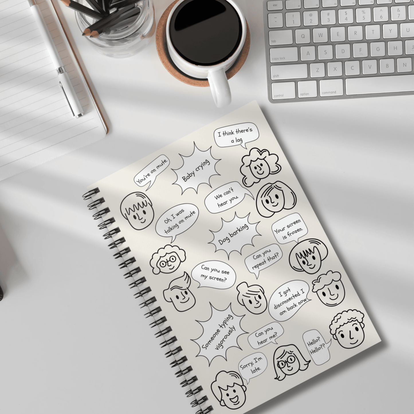 You're on Mute Funny Spiral Notebook, Work from Home Essentials, Conference Call Bingo, Office Humor, Doodle Journal
