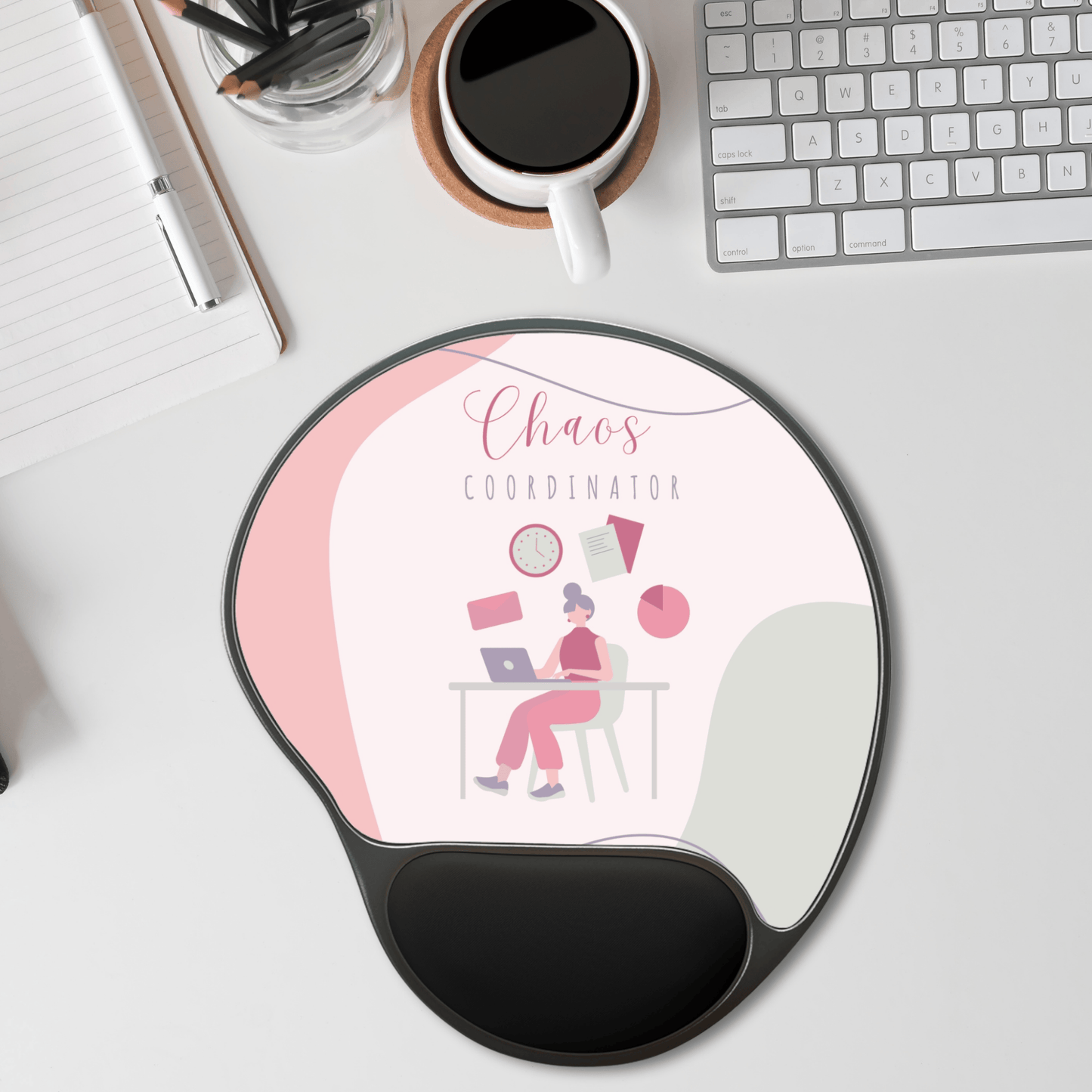 Mouse Pad, Chaos Coordinator Ergonomic Wrist Rest Pad - Funny Cute Desk Accessories, Office Gift Idea, Computer Desk Decor, Coworker Gift,