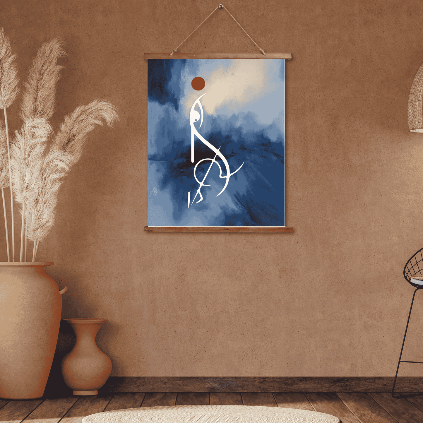Ma Durga Wood Topped Wall Tapestry - Bohemian Home Decor, Unique Wall Art, Gift for Art Lovers, Aesthetic Room Decoration
